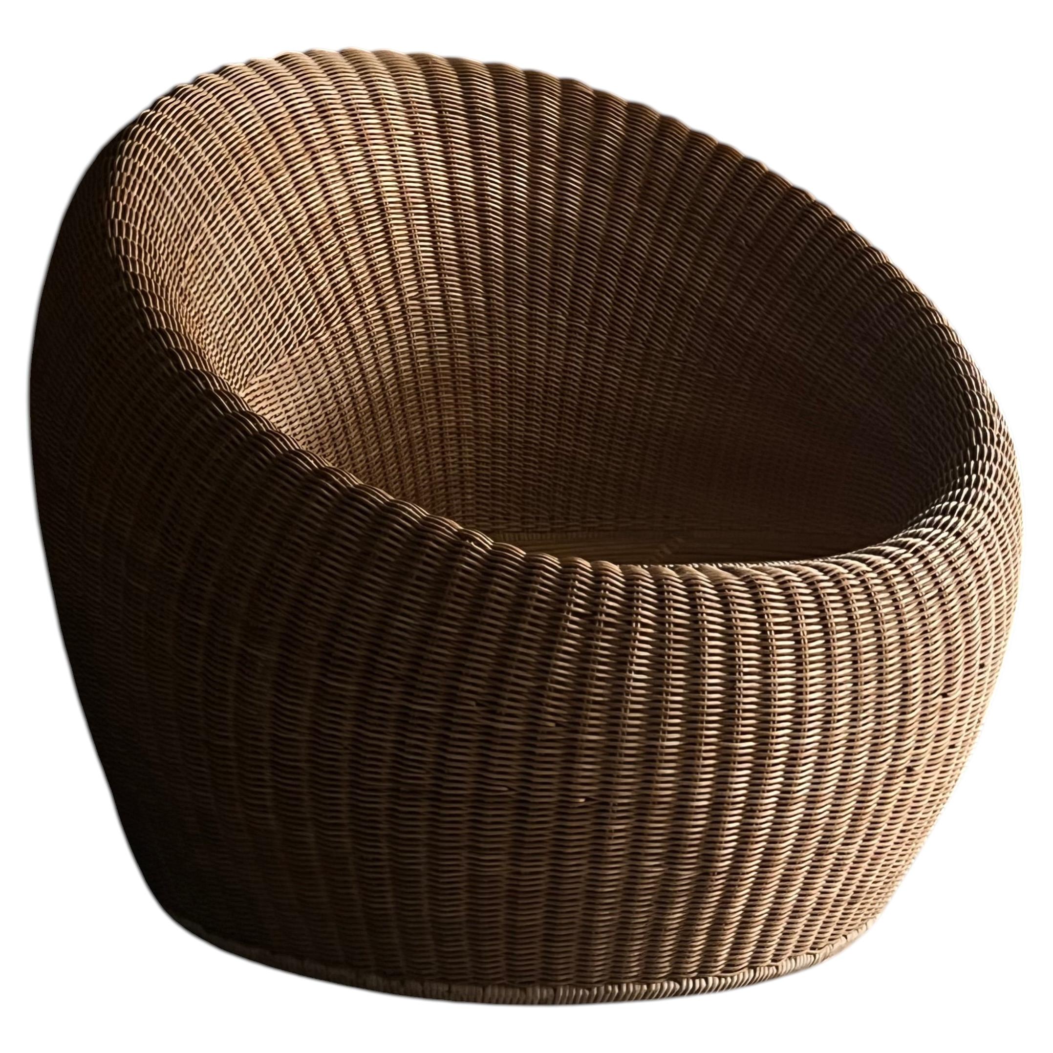 Chaise longue en rotin d'Isamu Kenmochi・circa 1980 Japonais moderne du milieu du siècle