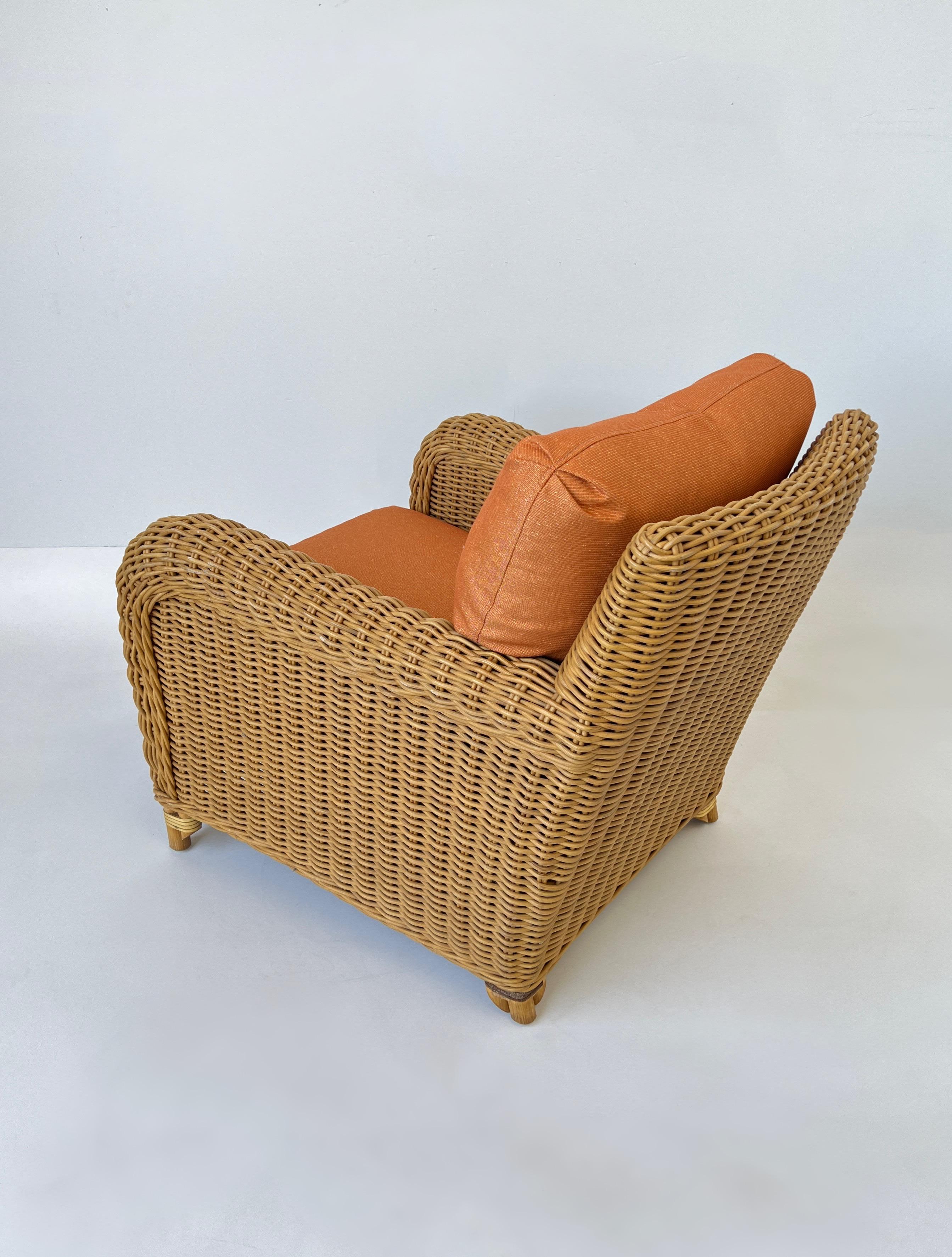 Loungesessel aus Rattan von John Hutton für Donghia  (Ende des 20. Jahrhunderts) im Angebot