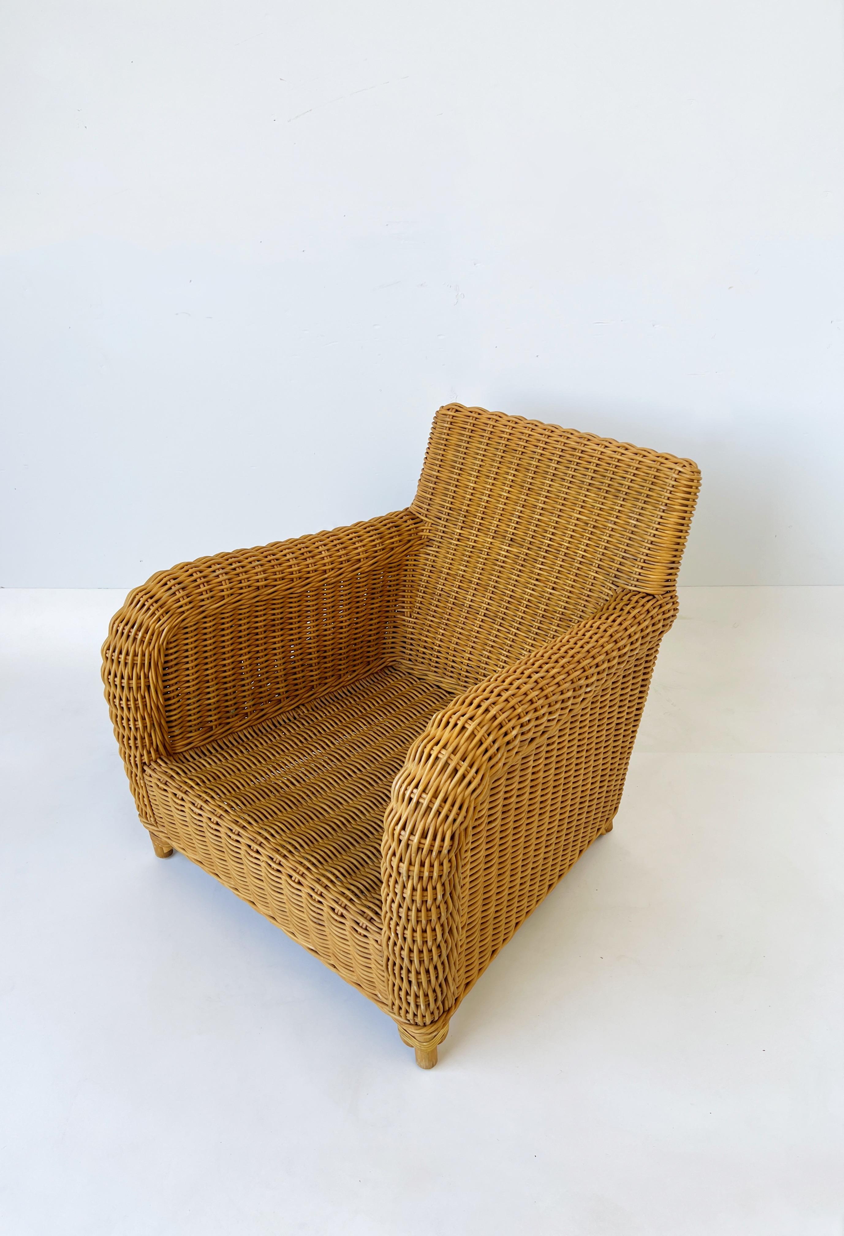 Loungesessel aus Rattan von John Hutton für Donghia  (Stoff) im Angebot