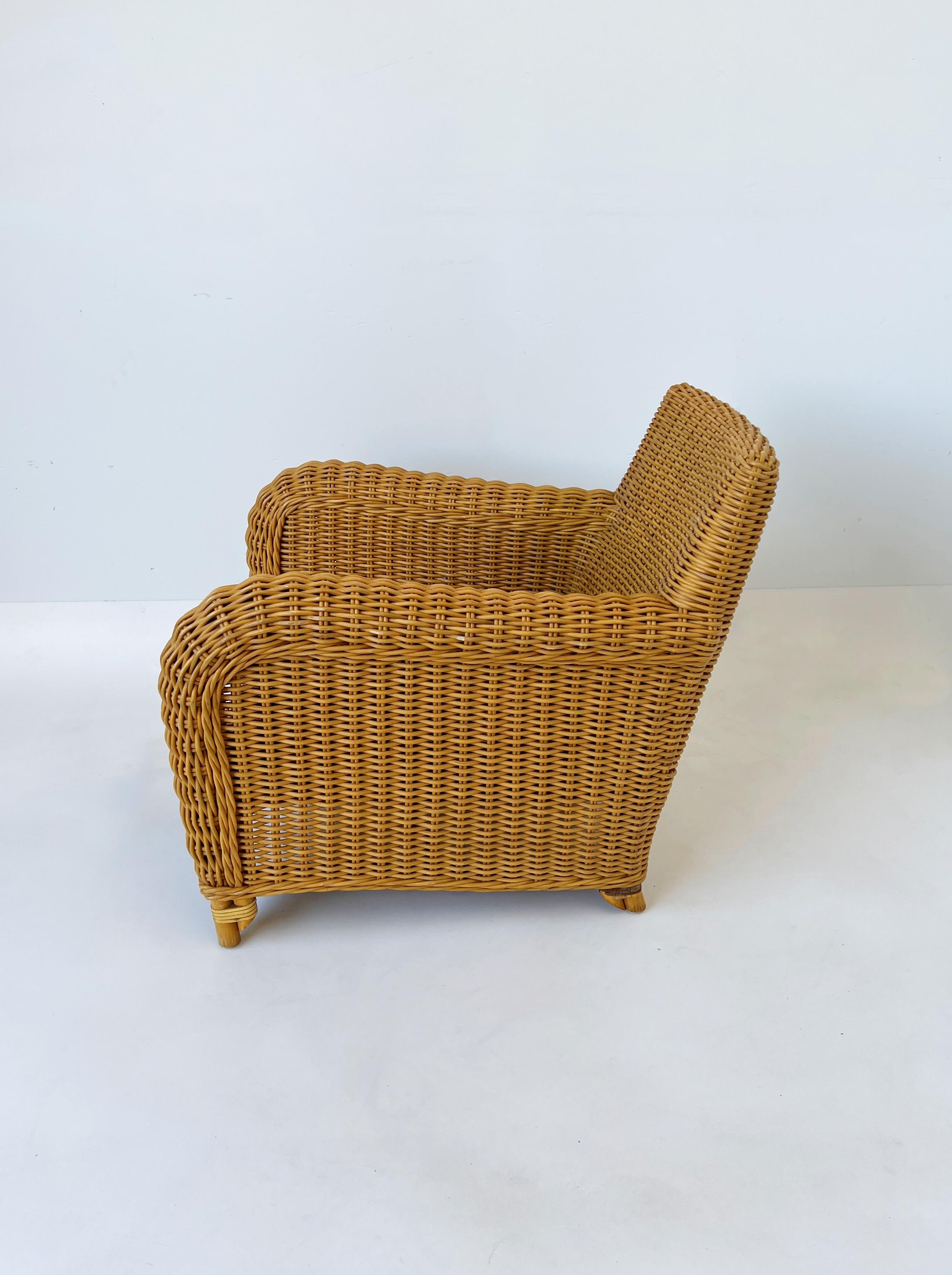Fabric Rattan Lounge Chair by John Hutton for Donghia  For Sale