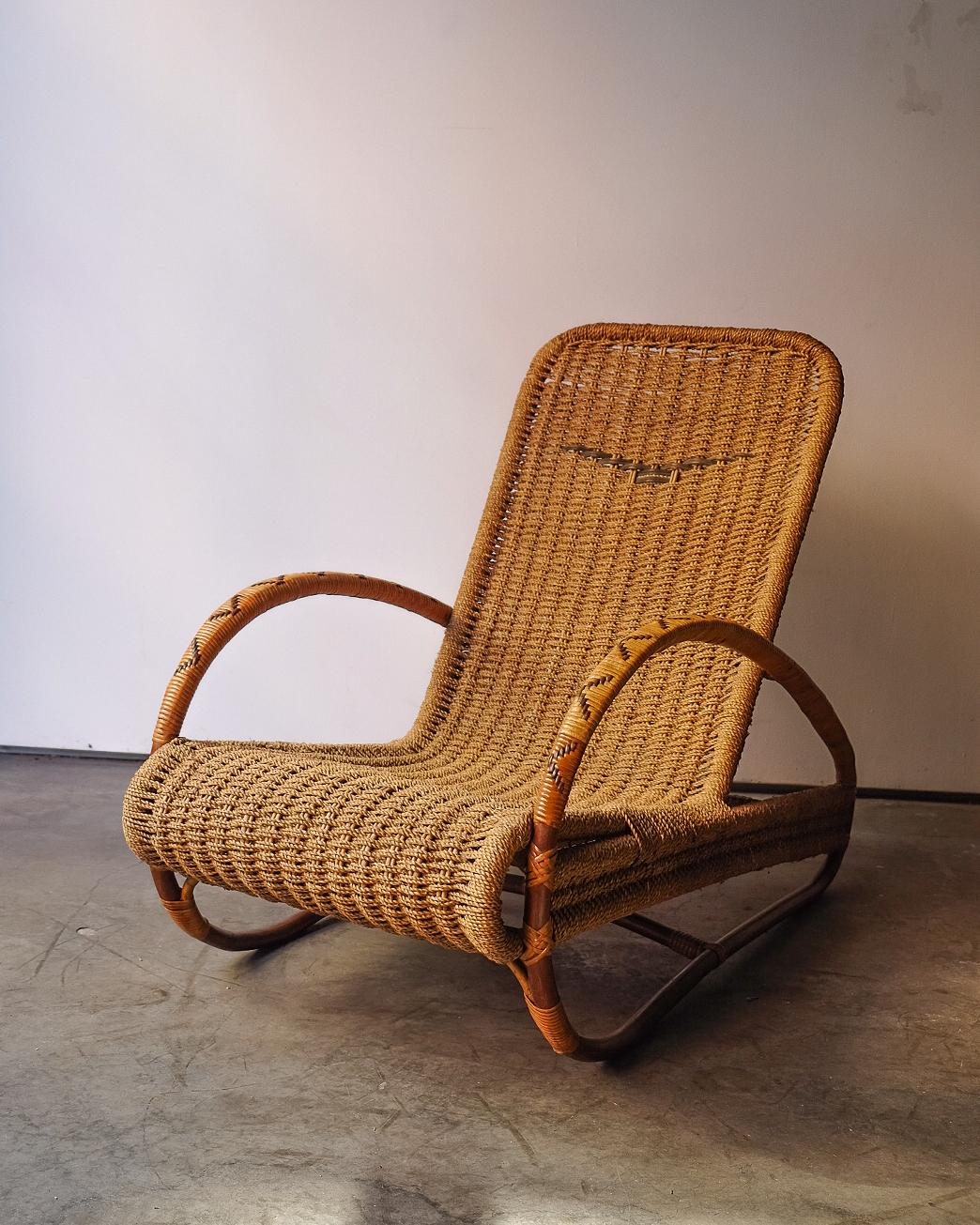 Rattan Lounge Stuhl im Zustand „Gut“ im Angebot in New York, US