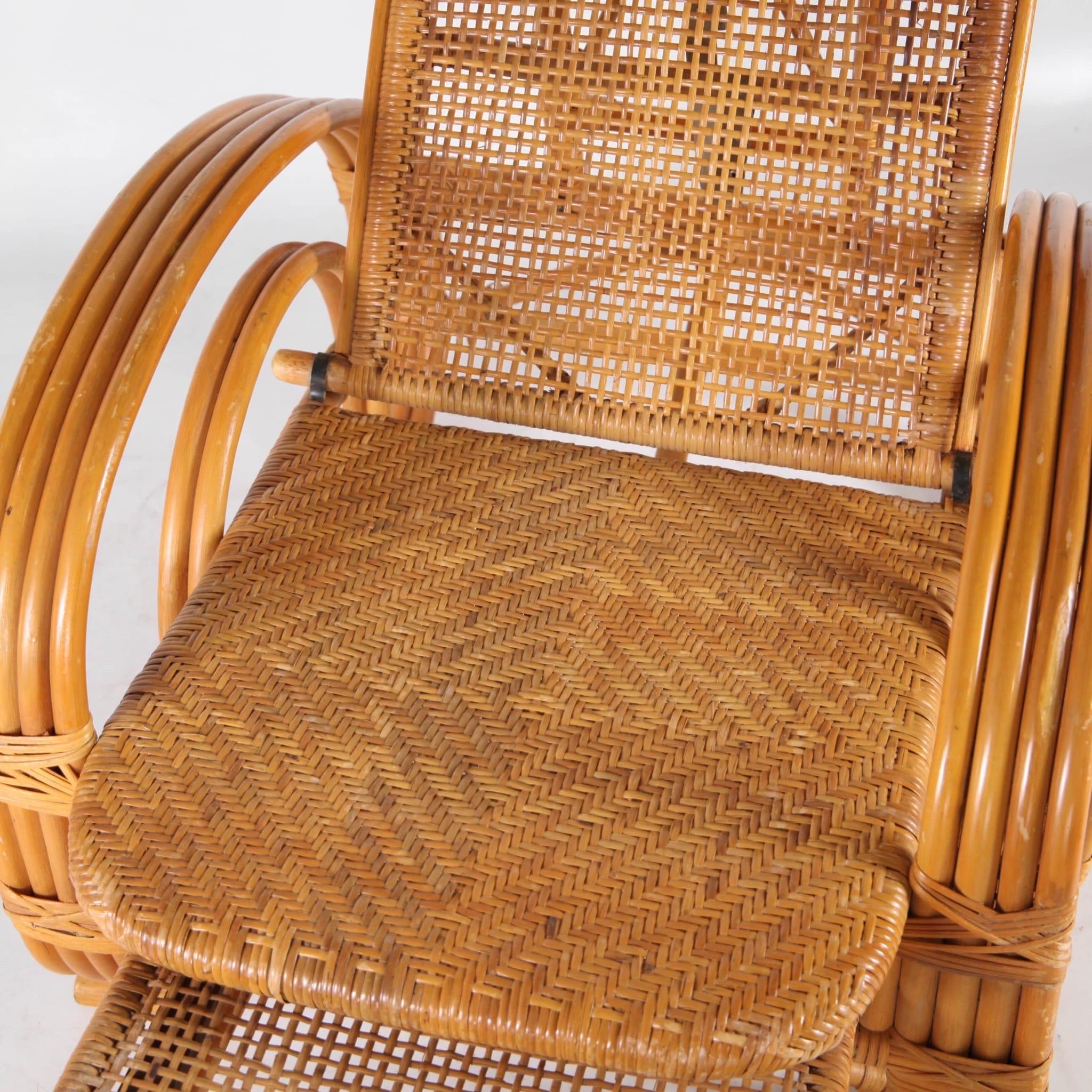 Fin du 20e siècle Chaise longue en rotin en vente