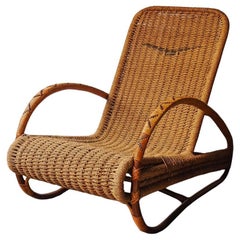 Chaise longue en rotin