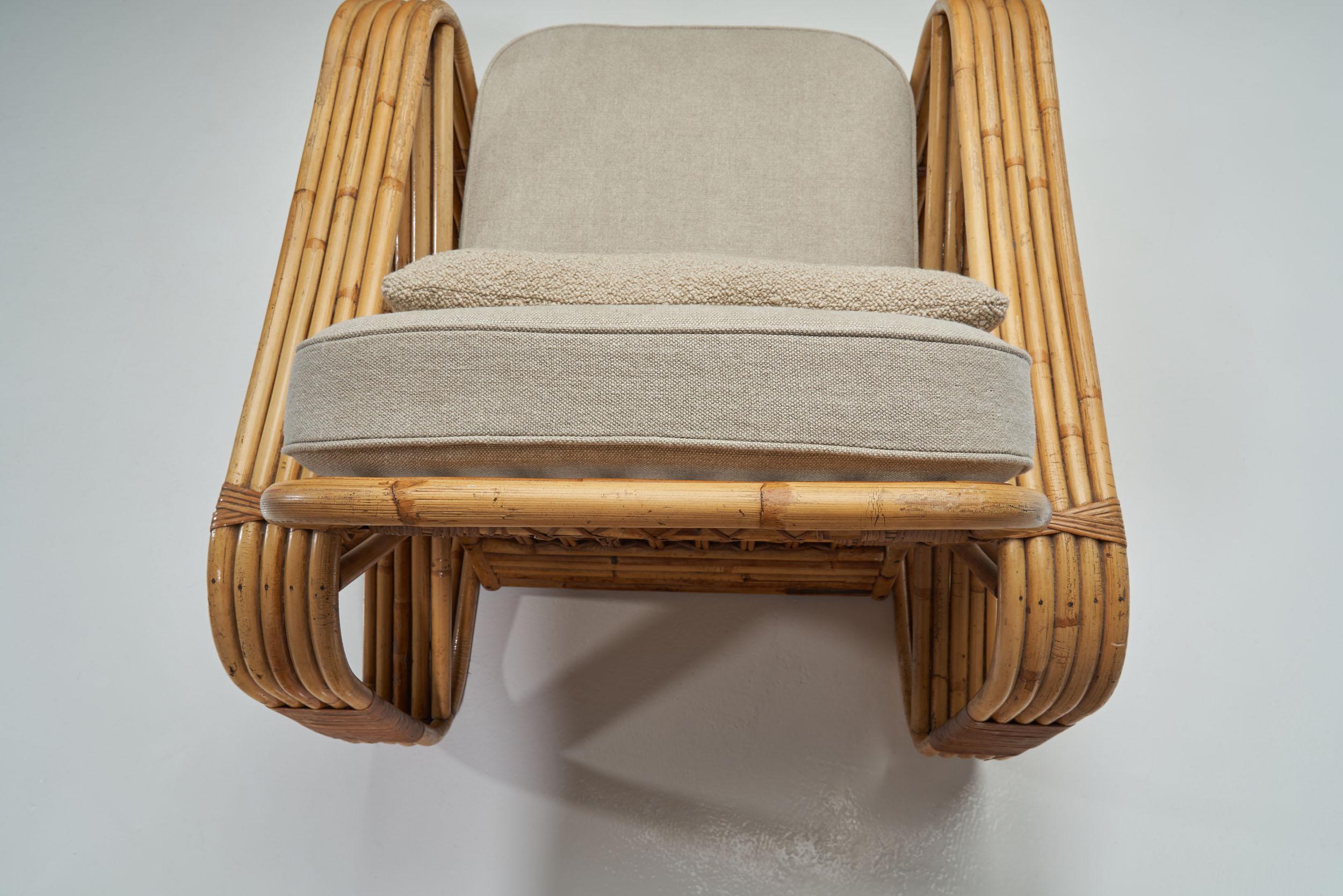 Rattan Lounge Chair in the Style of Paul Frankl, United States, 1940s 3