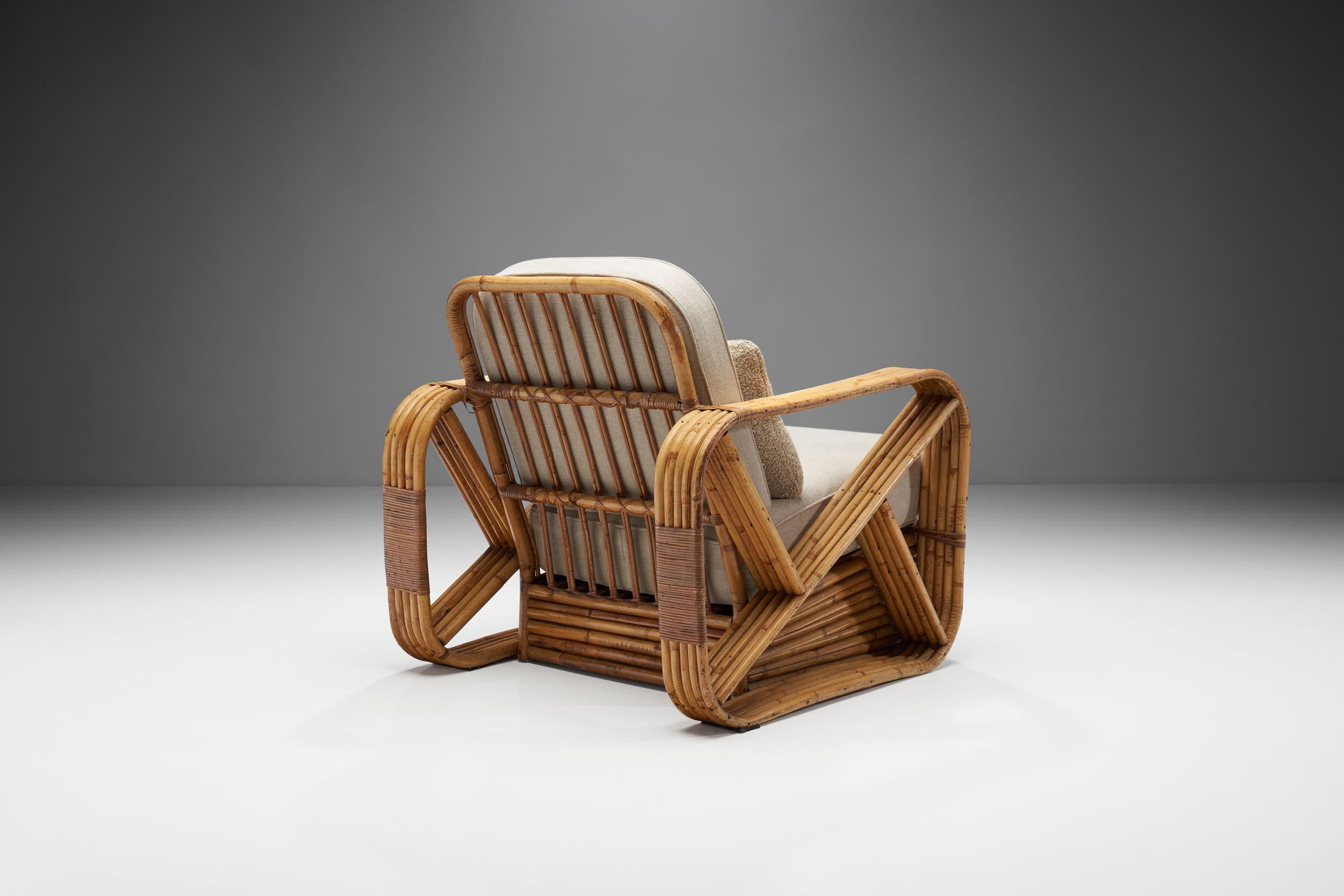 American Rattan Lounge Chair in the Style of Paul Frankl, United States, 1940s