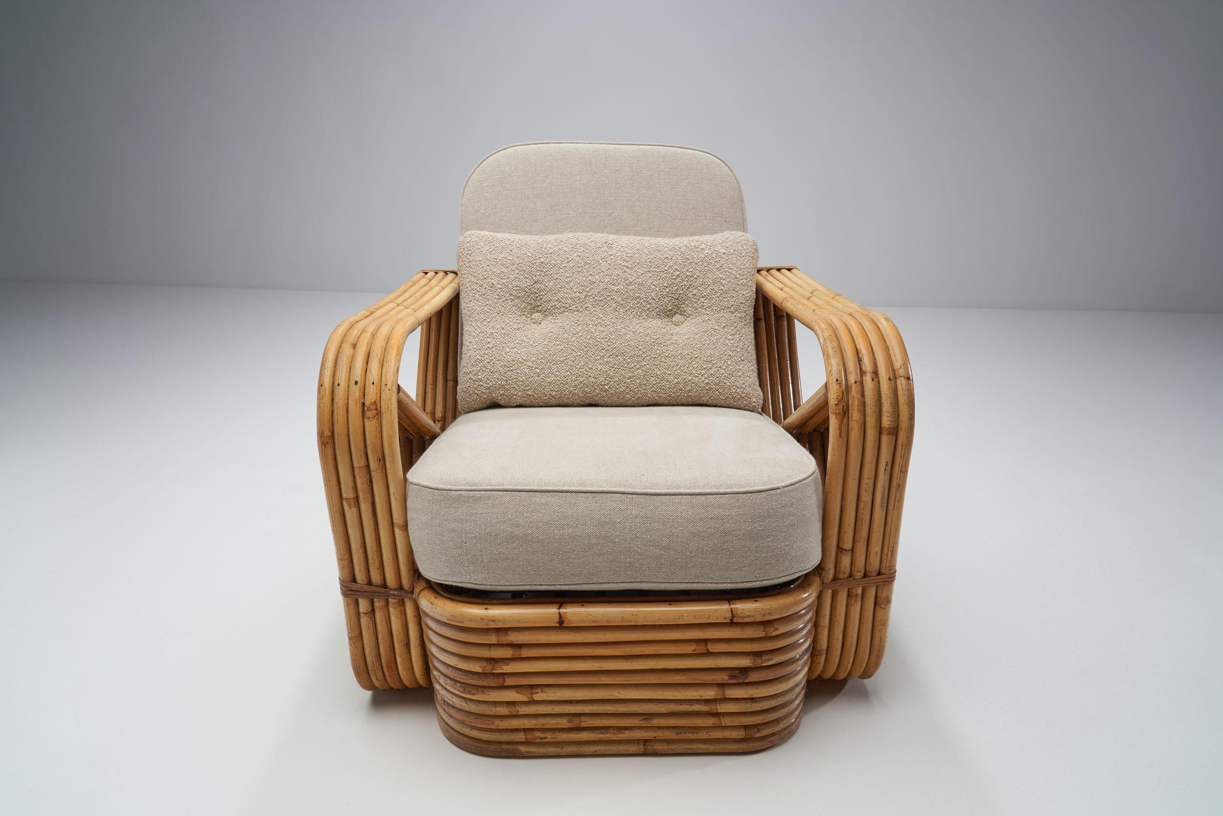 Rattan Lounge Chair in the Style of Paul Frankl, United States, 1940s 1