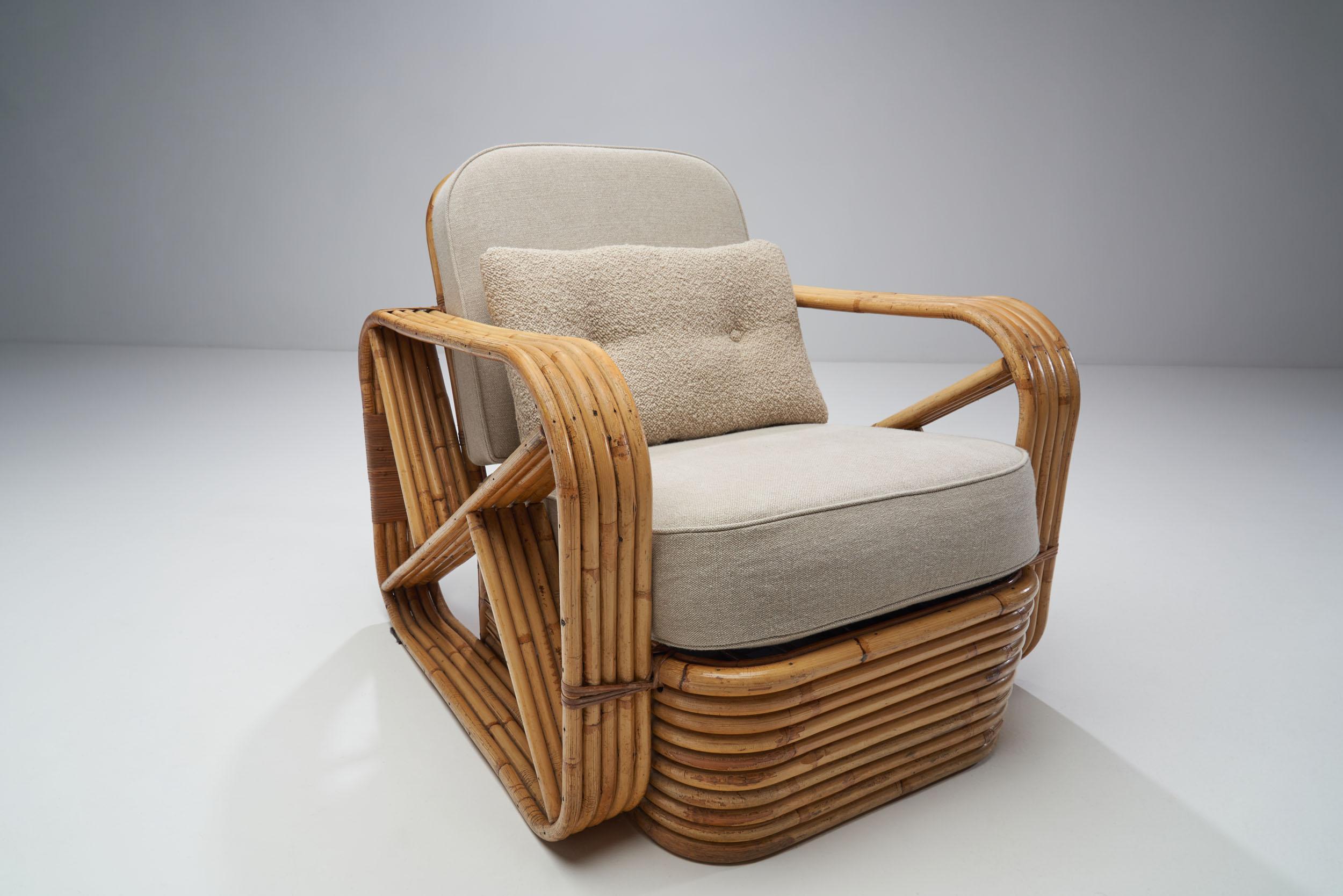 Rattan Lounge Chair in the Style of Paul Frankl, United States, 1940s 2