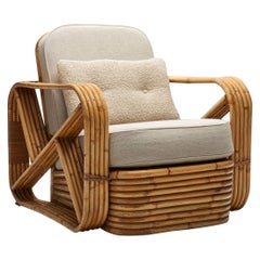 Vintage Rattan Lounge Chair in the Style of Paul Frankl, United States, 1940s