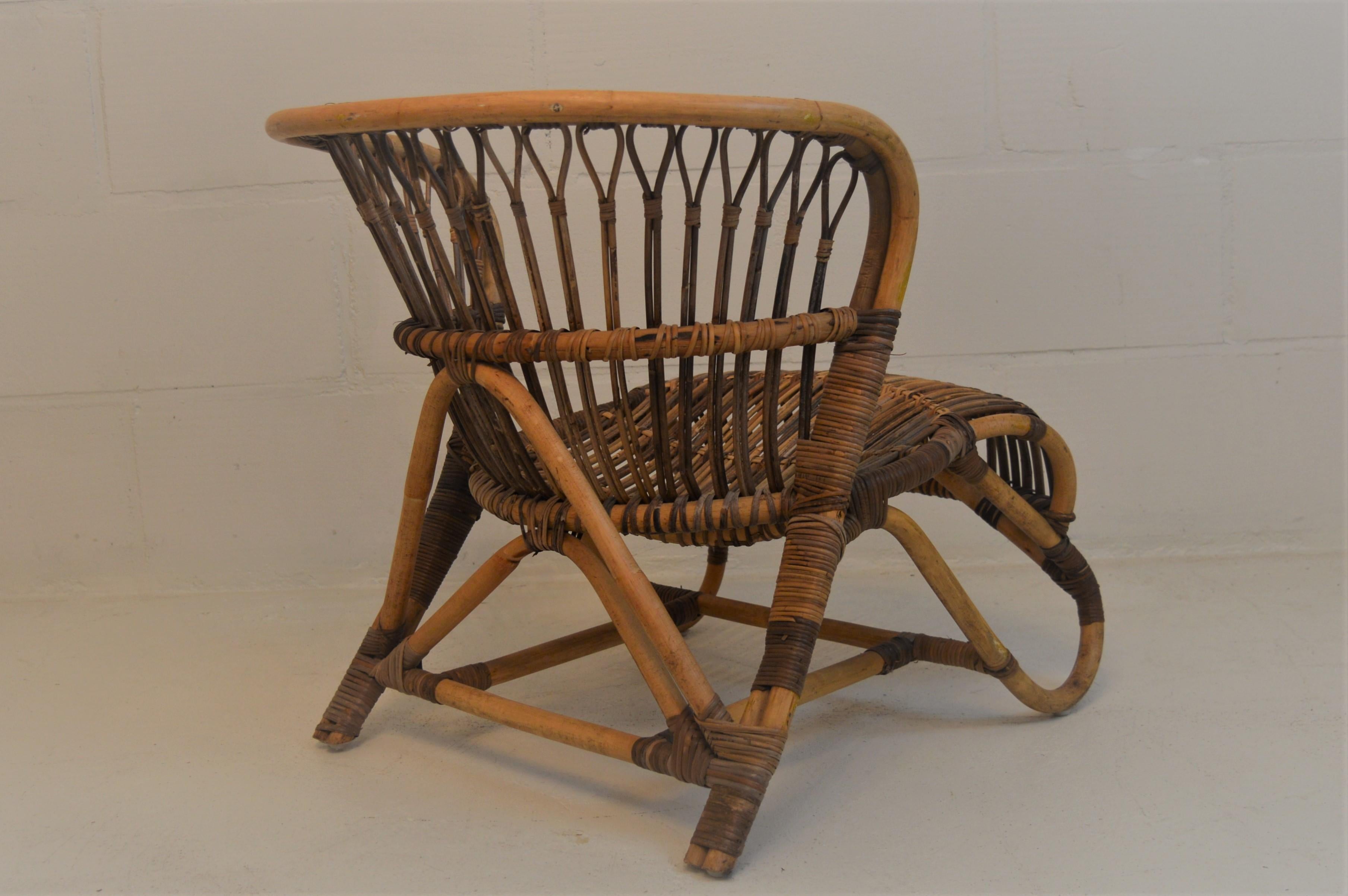 Rattan Lounge Chair in the Style of Viggo Boesen, 1940s 2