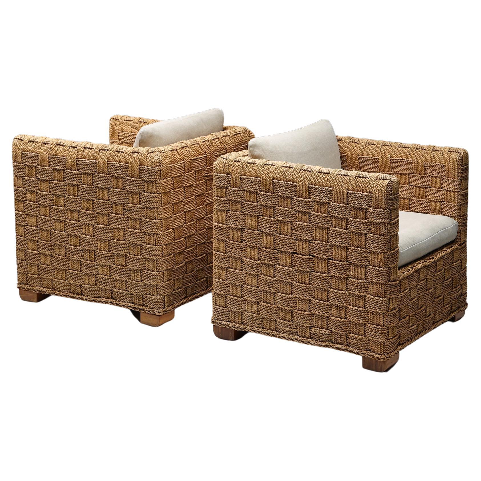 Rattan Lounge Chairs in Style of Vivai del Sud, Tropicalist, 1970's