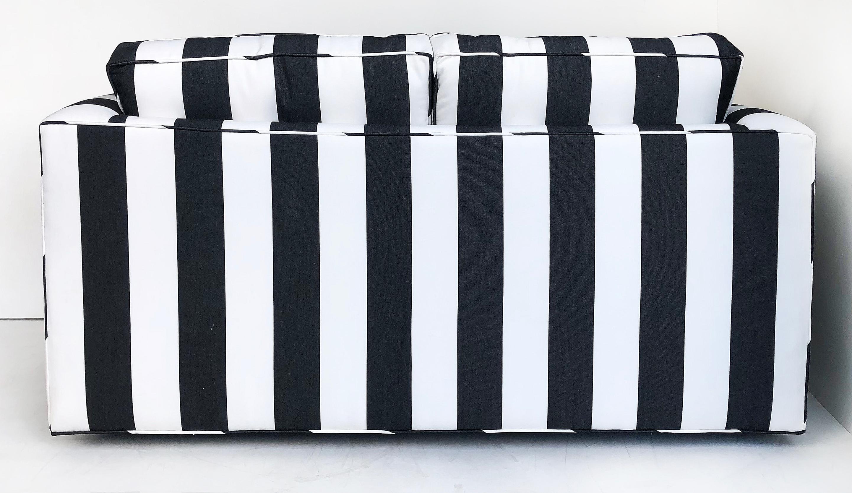 black and white striped couch