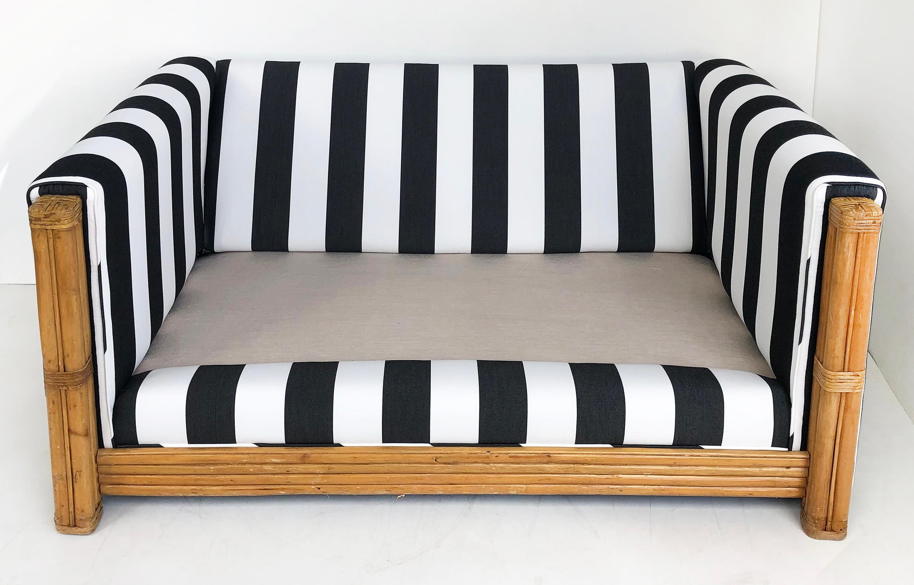 striped outdoor sofa