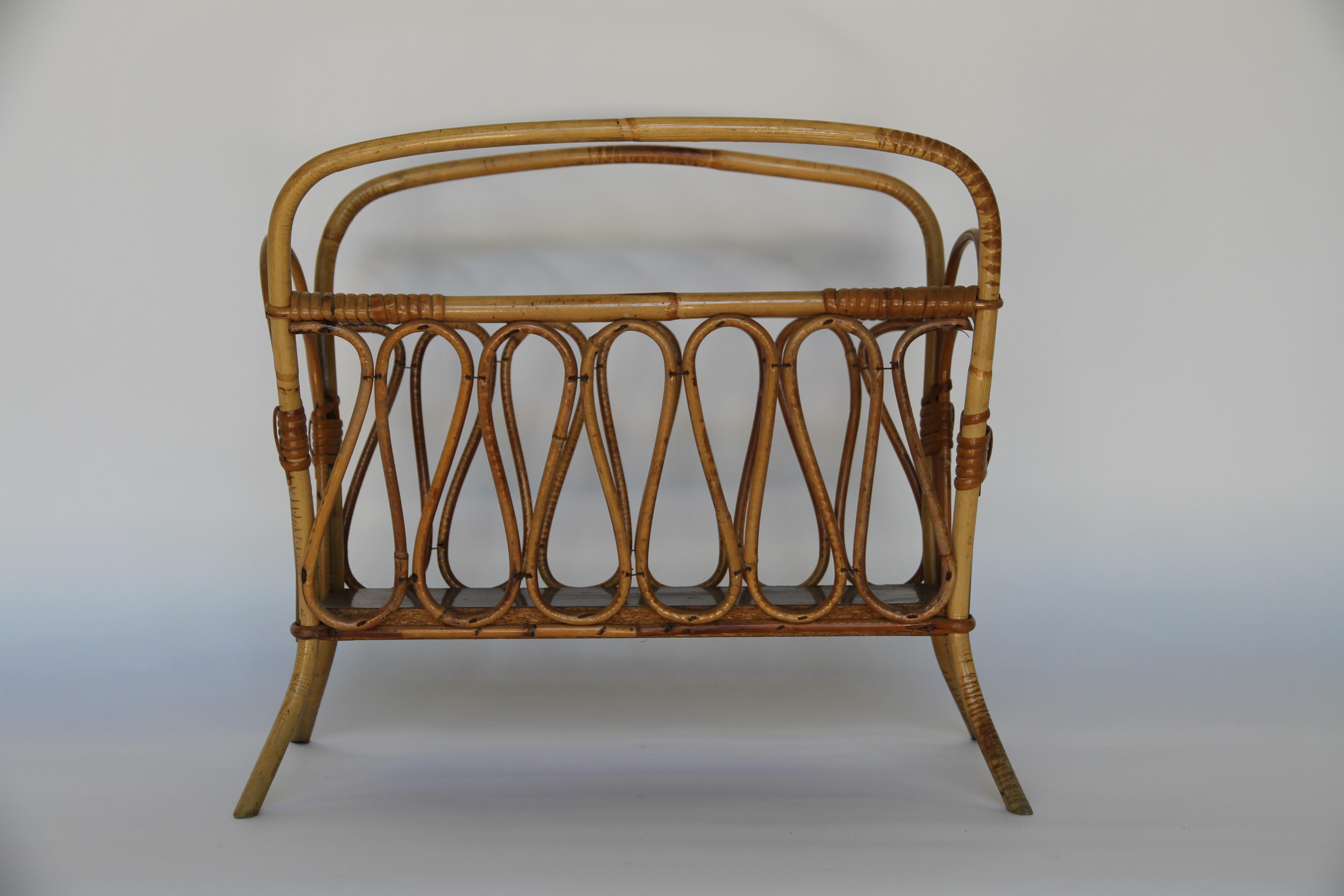 This charming rattan magazine holder is just the right accessory for today's style.