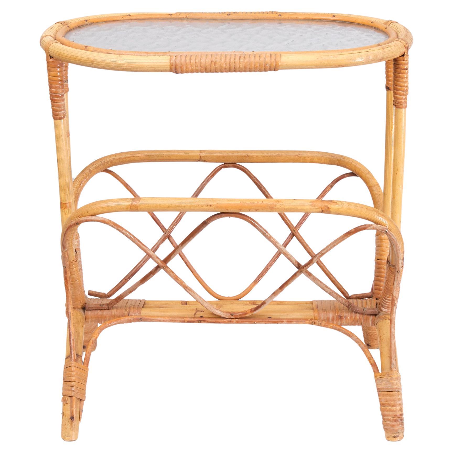 Rattan Magazine rack 1970s  For Sale