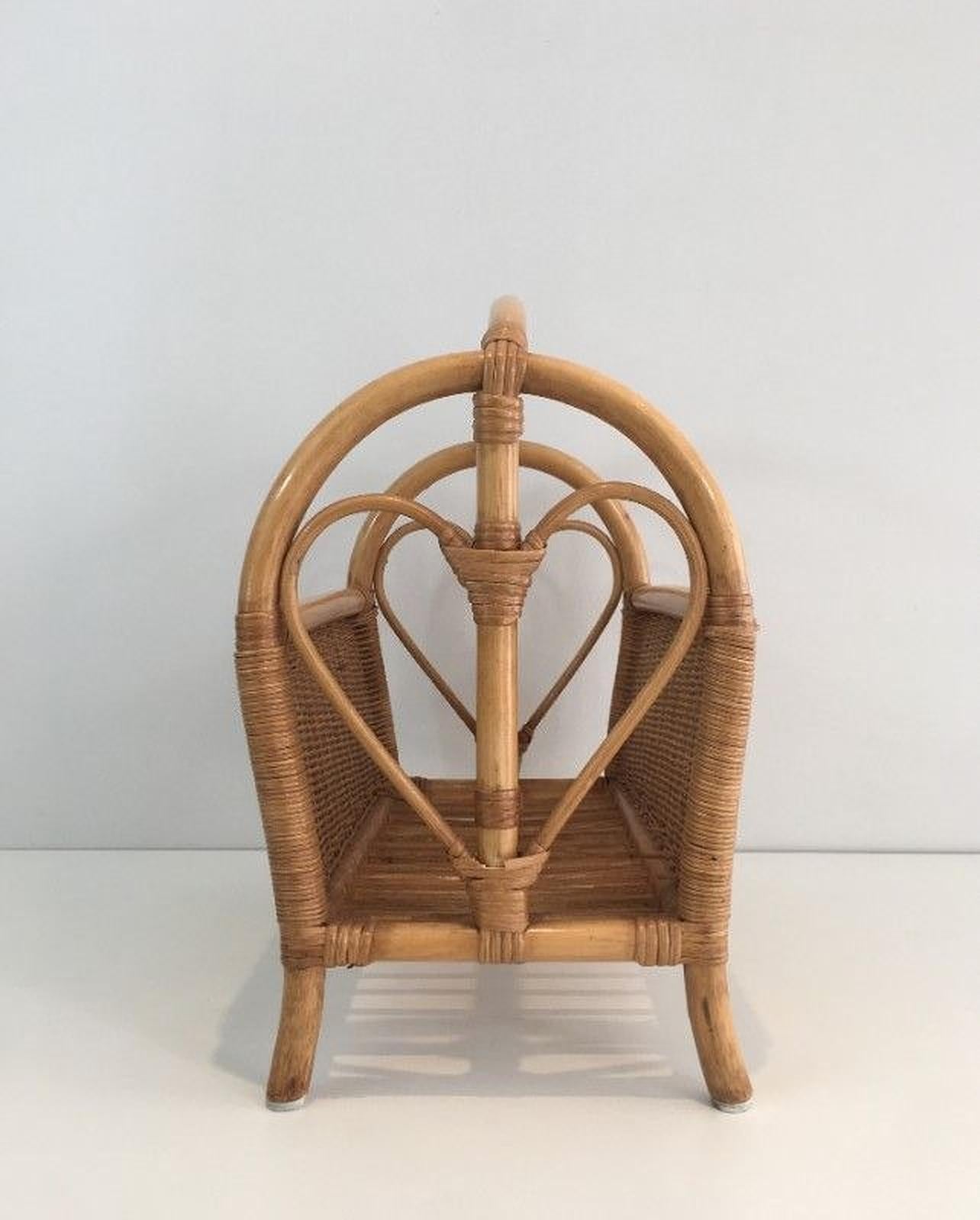French Rattan Magazine Rack For Sale