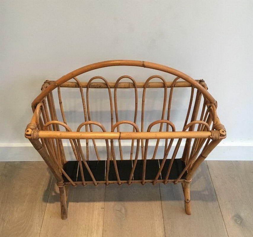 French Rattan Magazine Rack For Sale