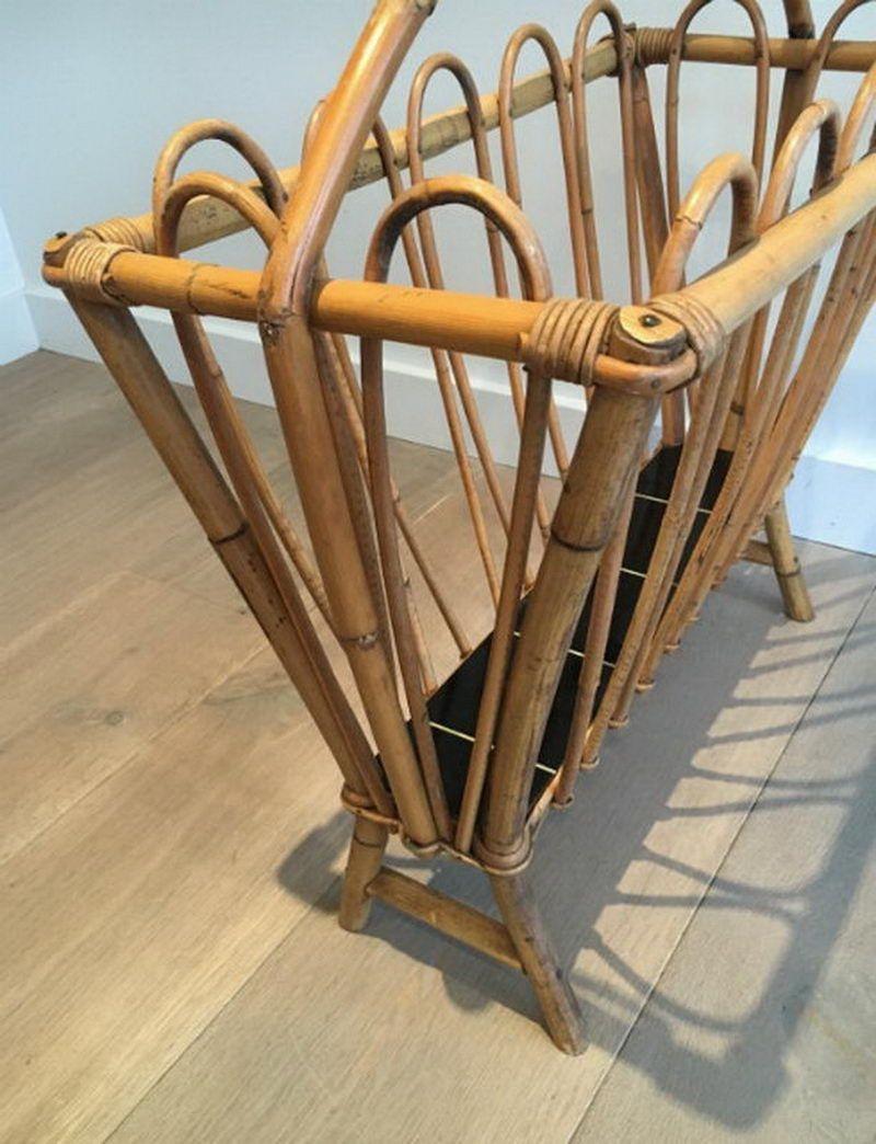 Mid-20th Century Rattan Magazine Rack For Sale
