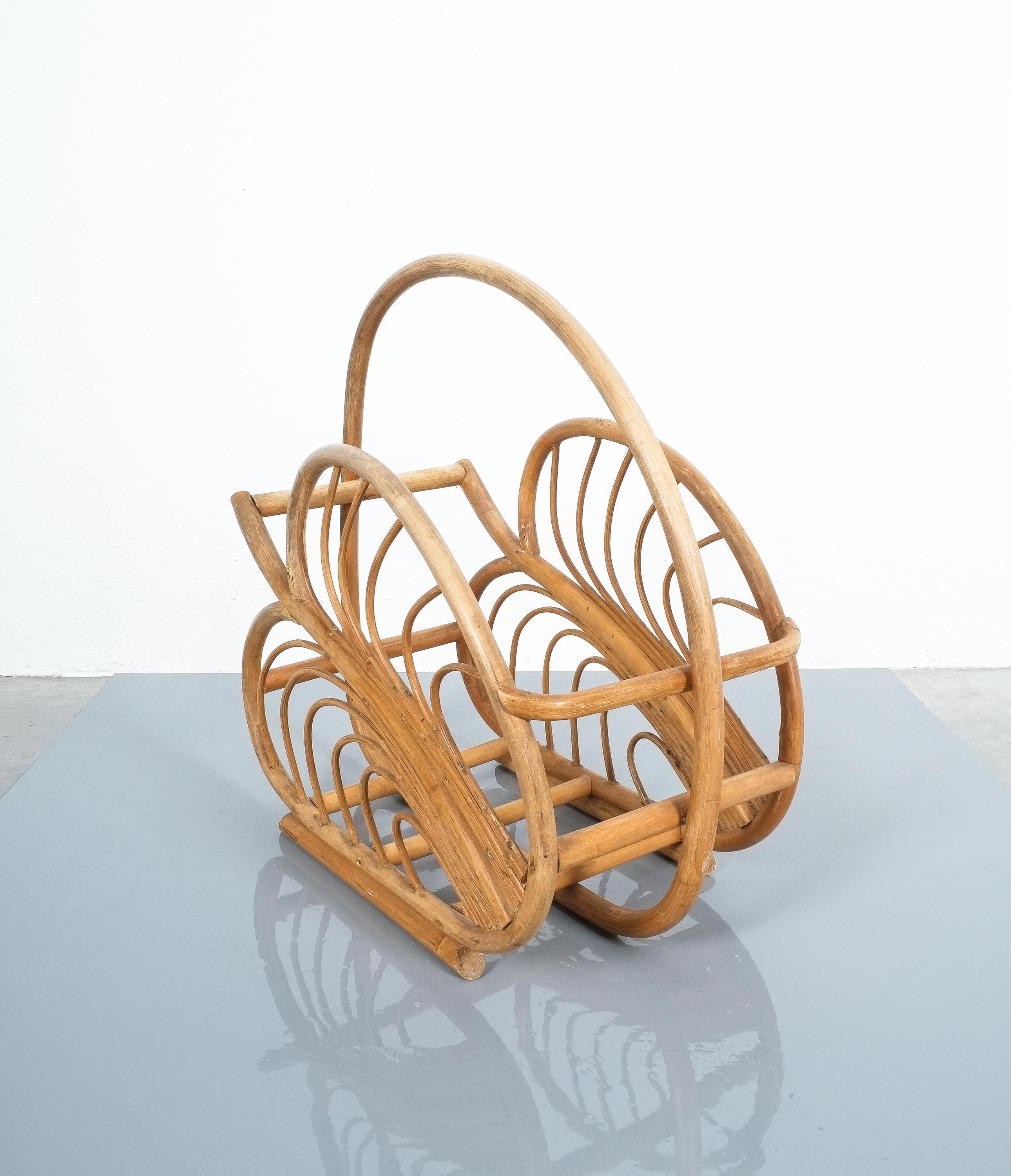 Rattan Magazine Rack, France, circa 1940 In Good Condition For Sale In Vienna, AT