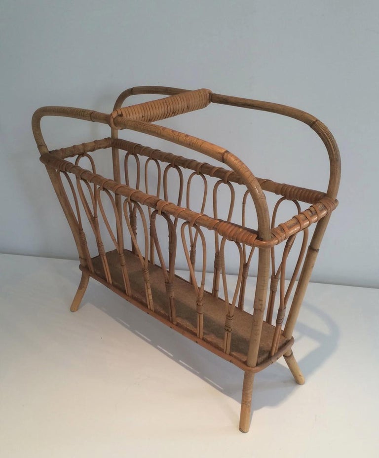 Rattan Magazine Rack, French Work, Circa 1970 For Sale at 1stDibs