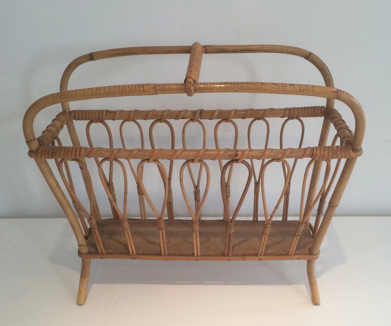 Francese Portariviste in rattan, opera francese, circa 1970 in vendita