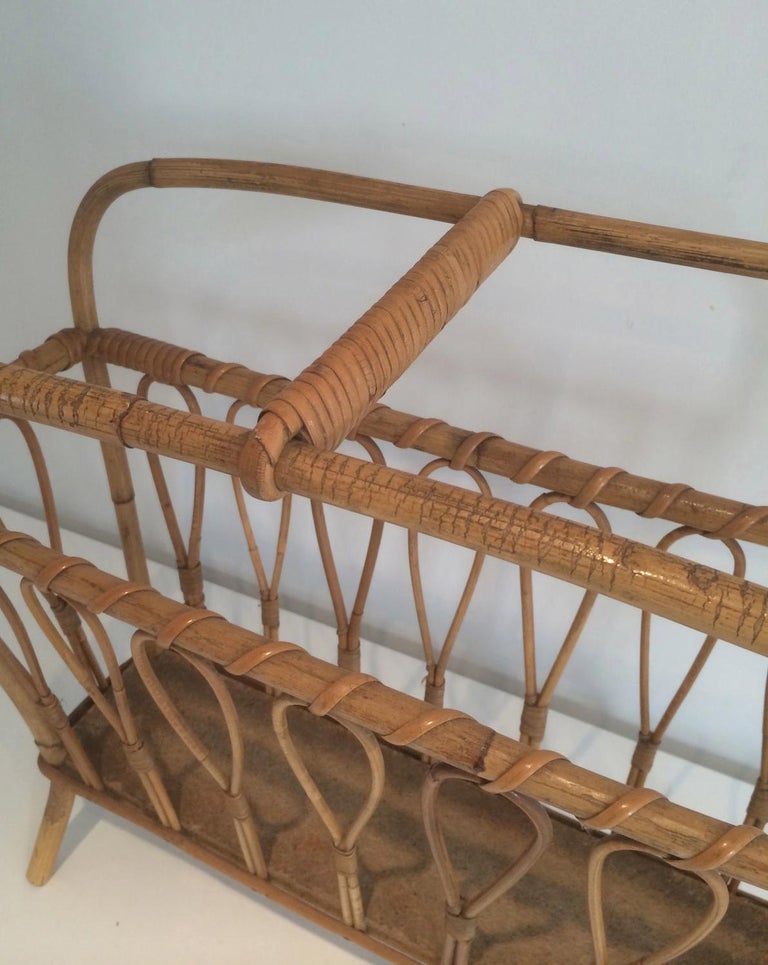 Rattan Magazine Rack, French Work, Circa 1970 For Sale at 1stDibs