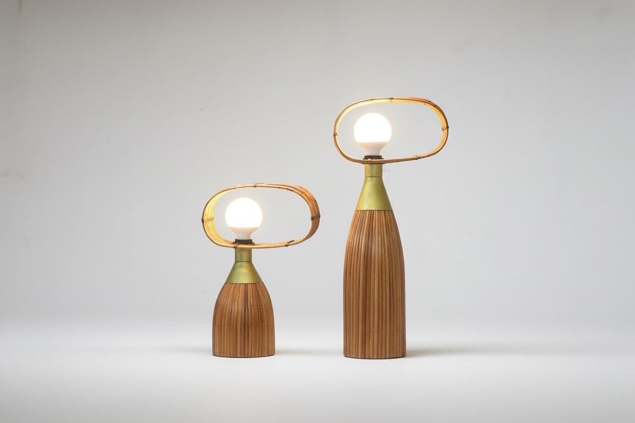 Organic Modern Rattan Maya Table Lamp ( Set of 2 ) For Sale