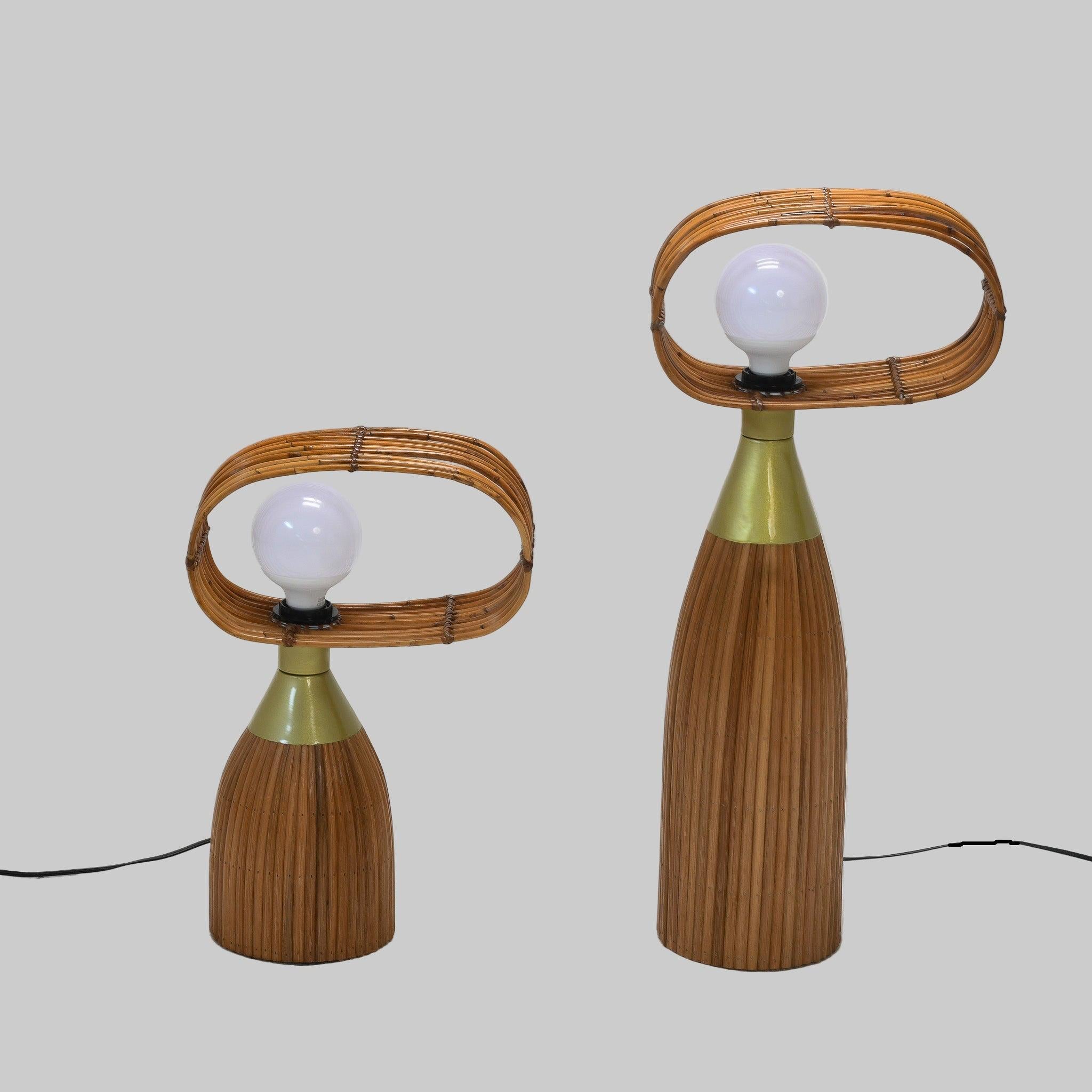 Hand-Crafted Rattan Maya Table Lamp ( Set of 2 ) For Sale