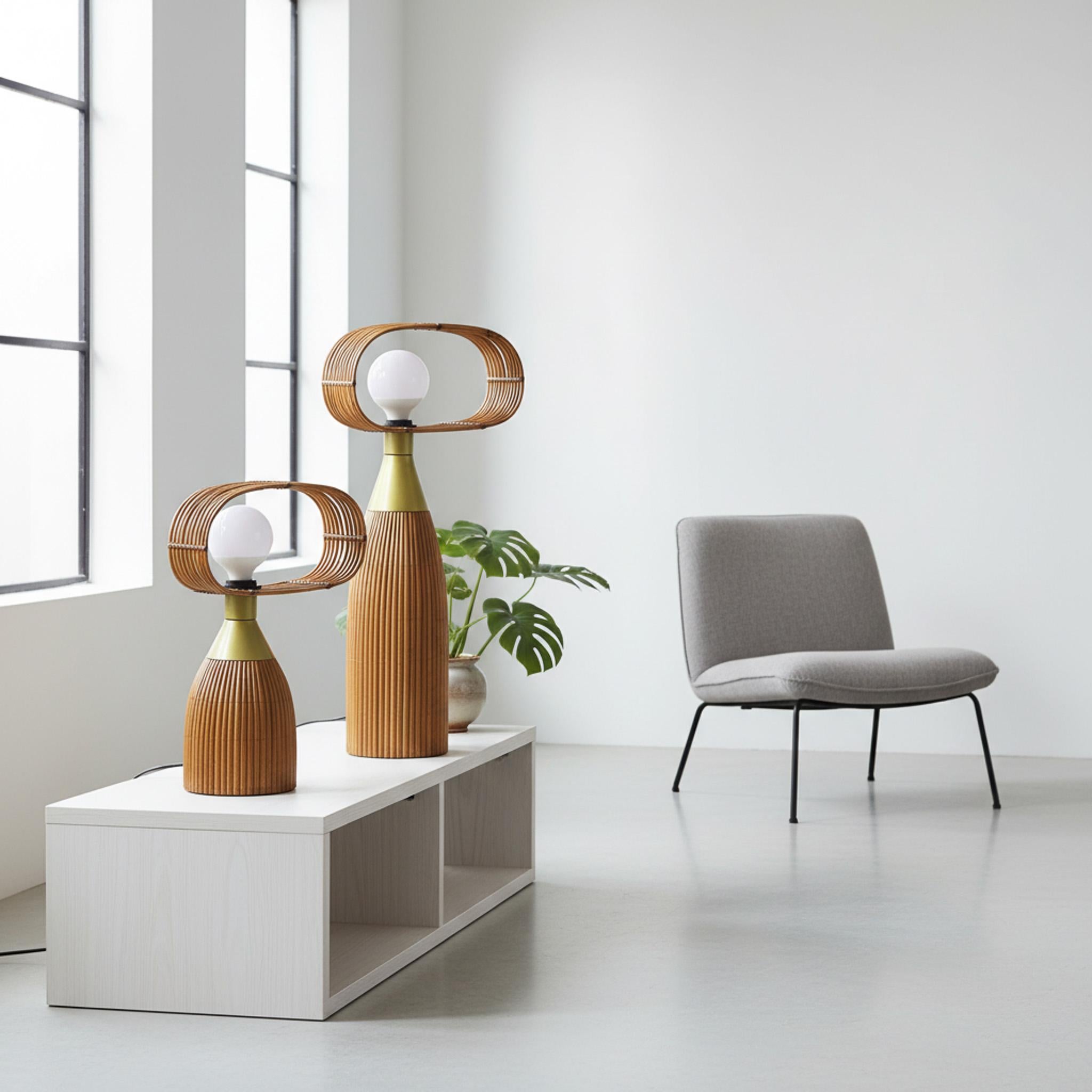 Contemporary Rattan Maya Table Lamp ( Set of 2 ) For Sale