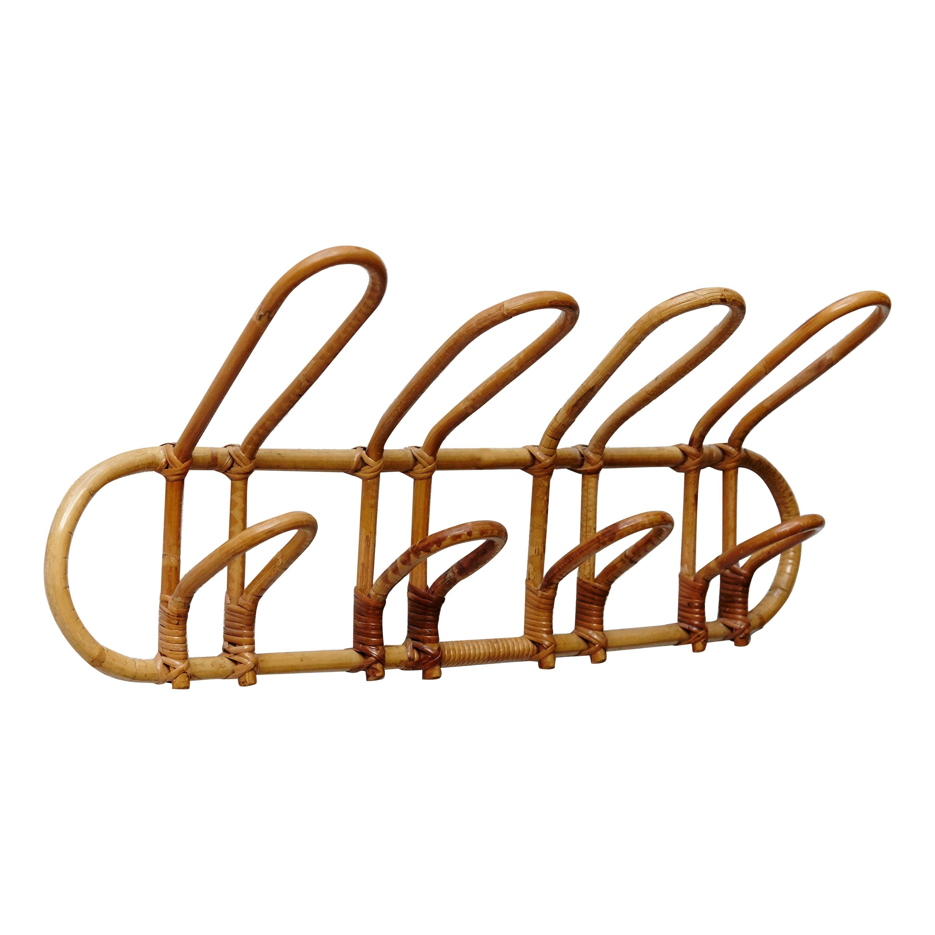 Rattan MidCentury Modern French Coat Hanger, circa 1950 at 1stDibs