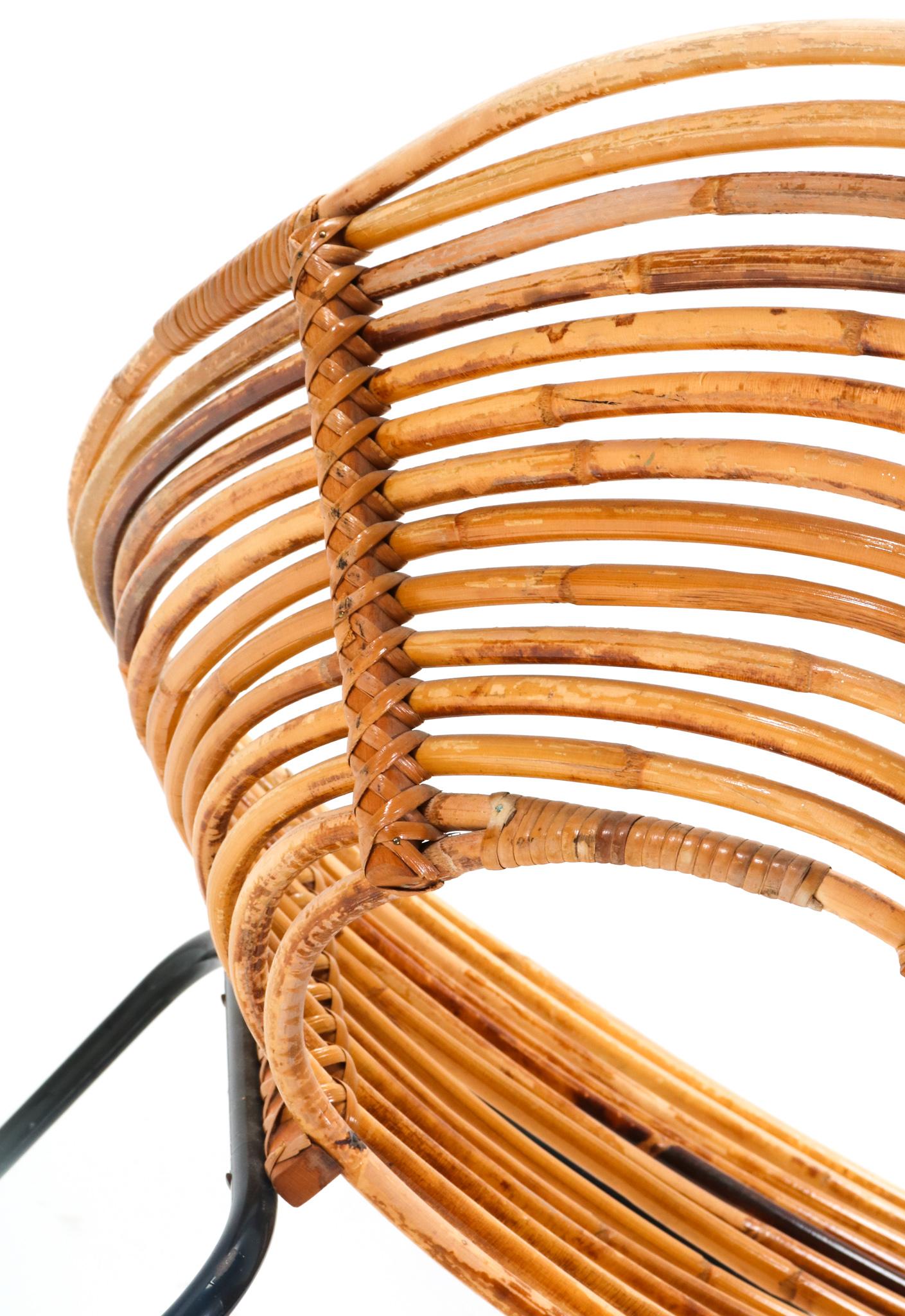 Rattan Mid-Century Modern Lounge Chair by Dirk van Sliedregt for Rohe, 1950s 1