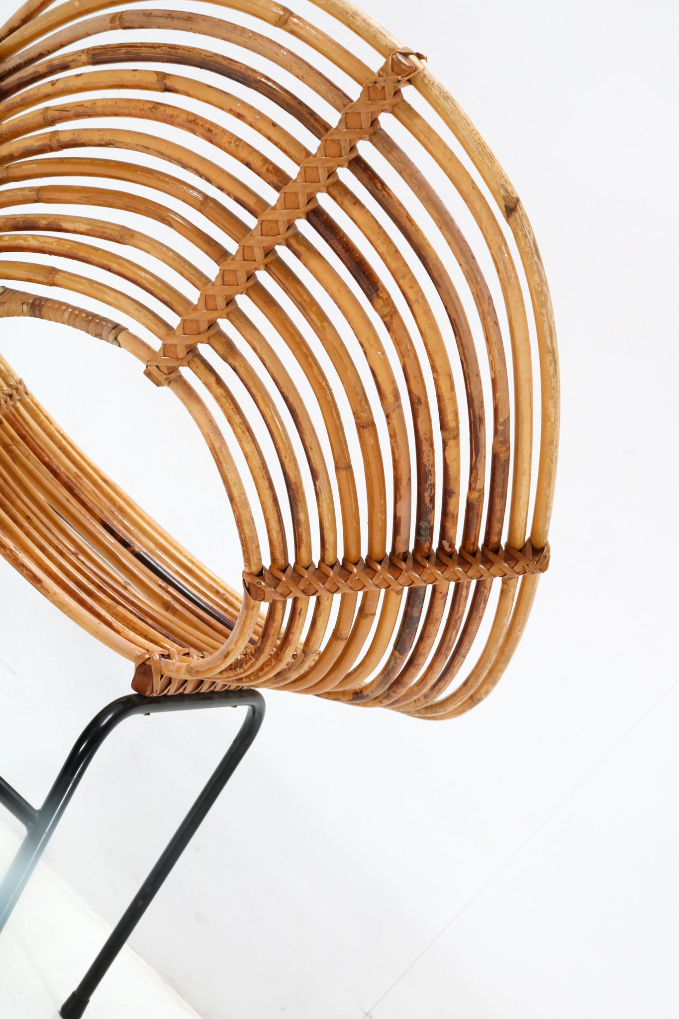 Rattan Mid-Century Modern Lounge Chair by Dirk van Sliedregt for Rohe, 1950s For Sale 4