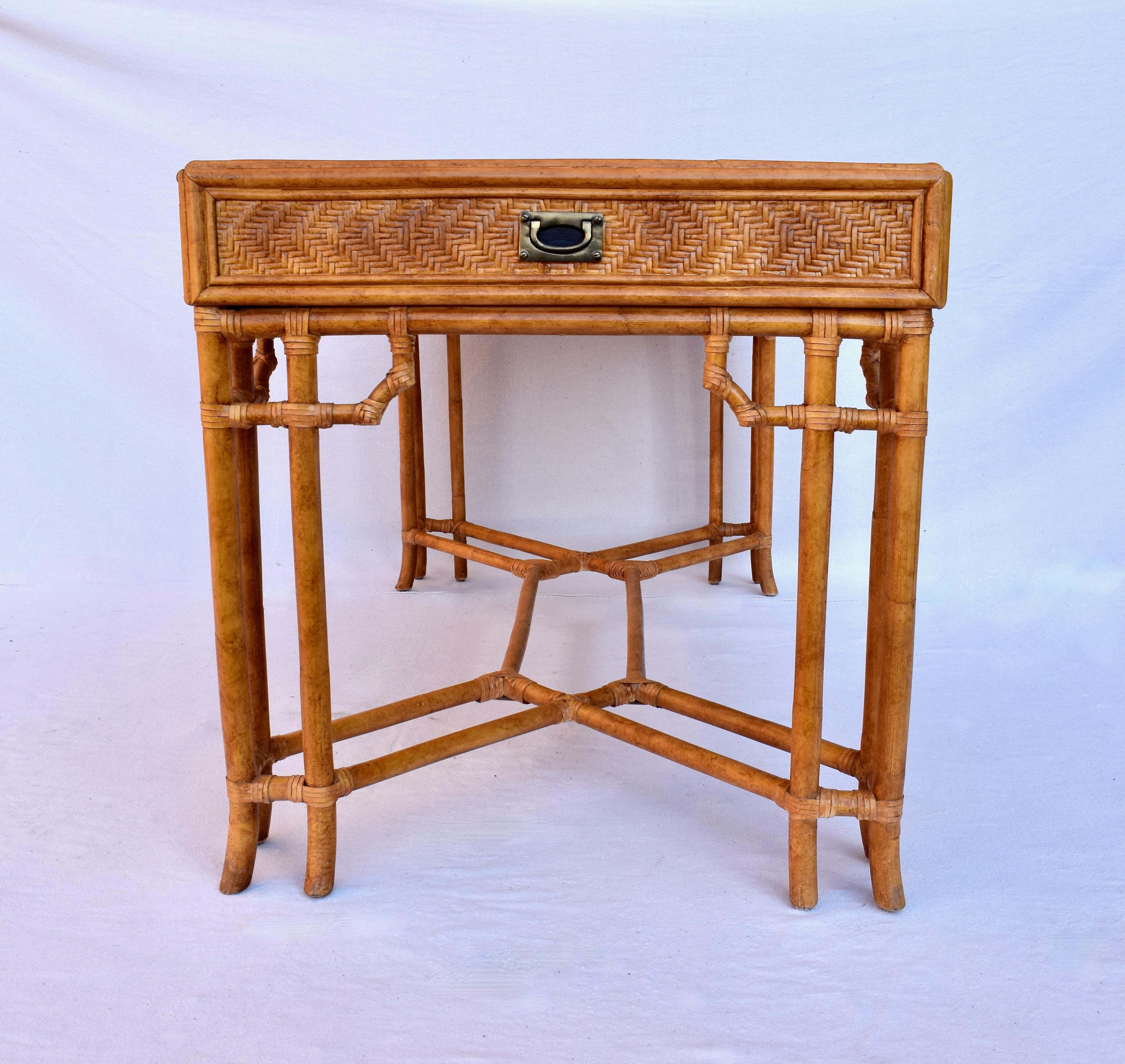 Philippine Rattan Midcentury British Colonial Campaign Style Desk