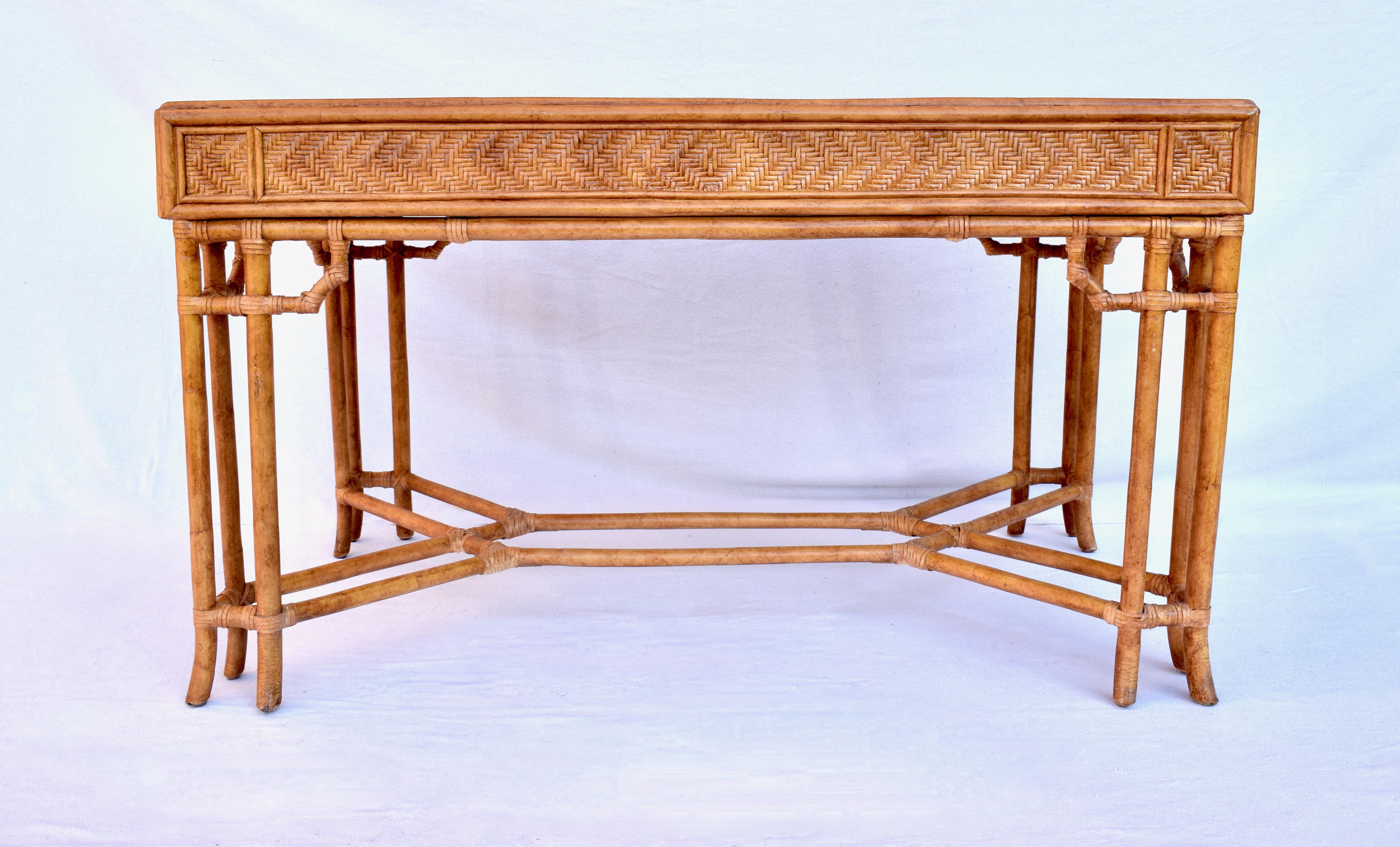 Rattan Midcentury British Colonial Campaign Style Desk 1