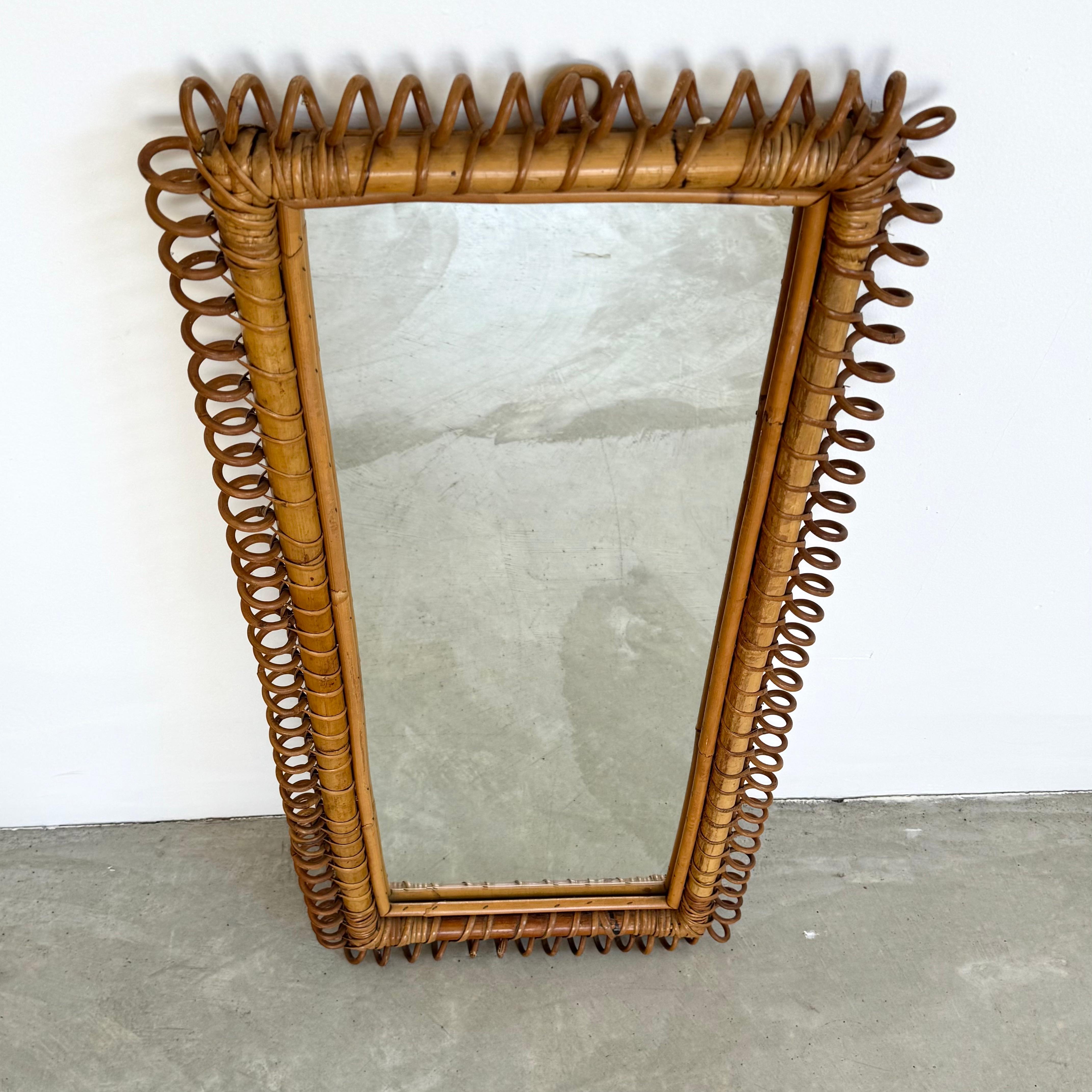 Rotin Miroir en rotin, 1950 Italie en vente