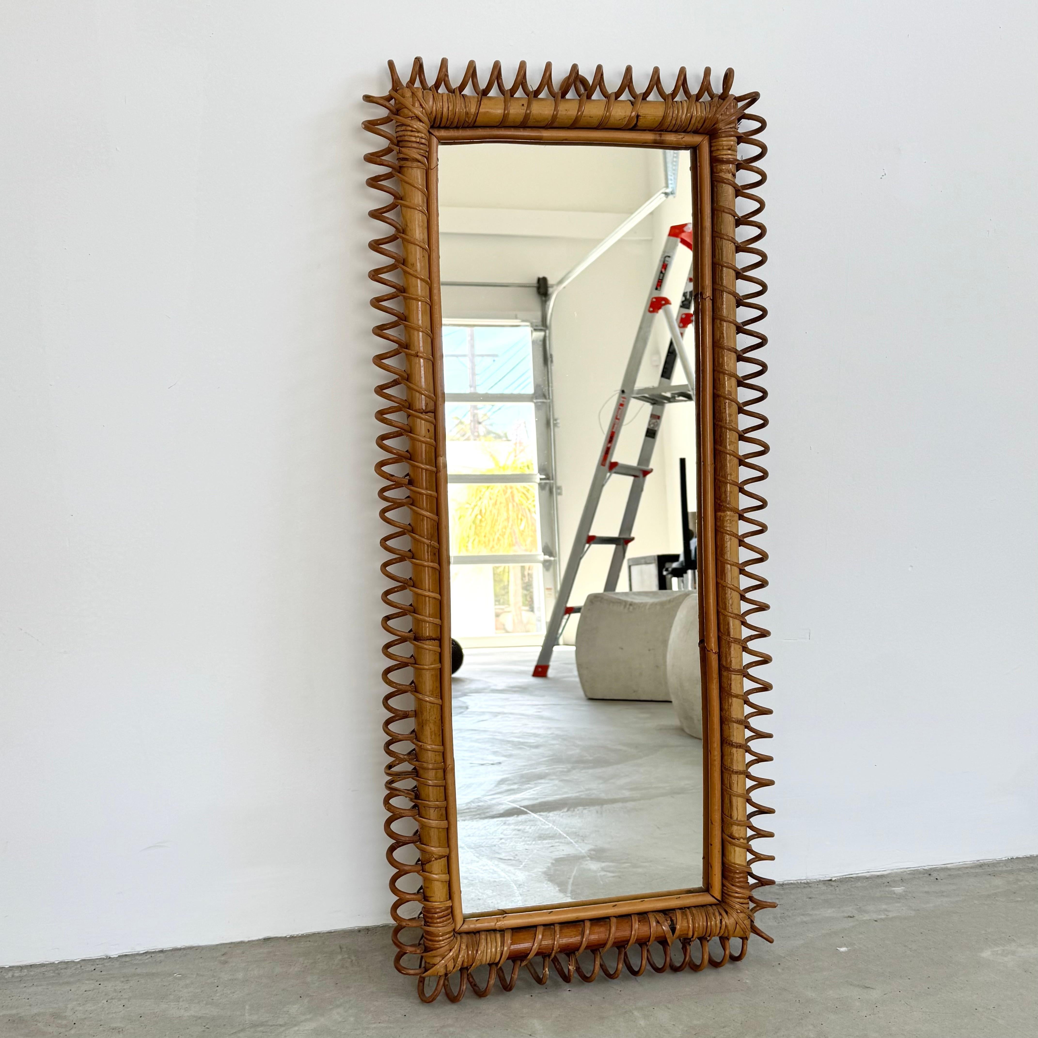 Miroir en rotin, 1950 Italie en vente 1