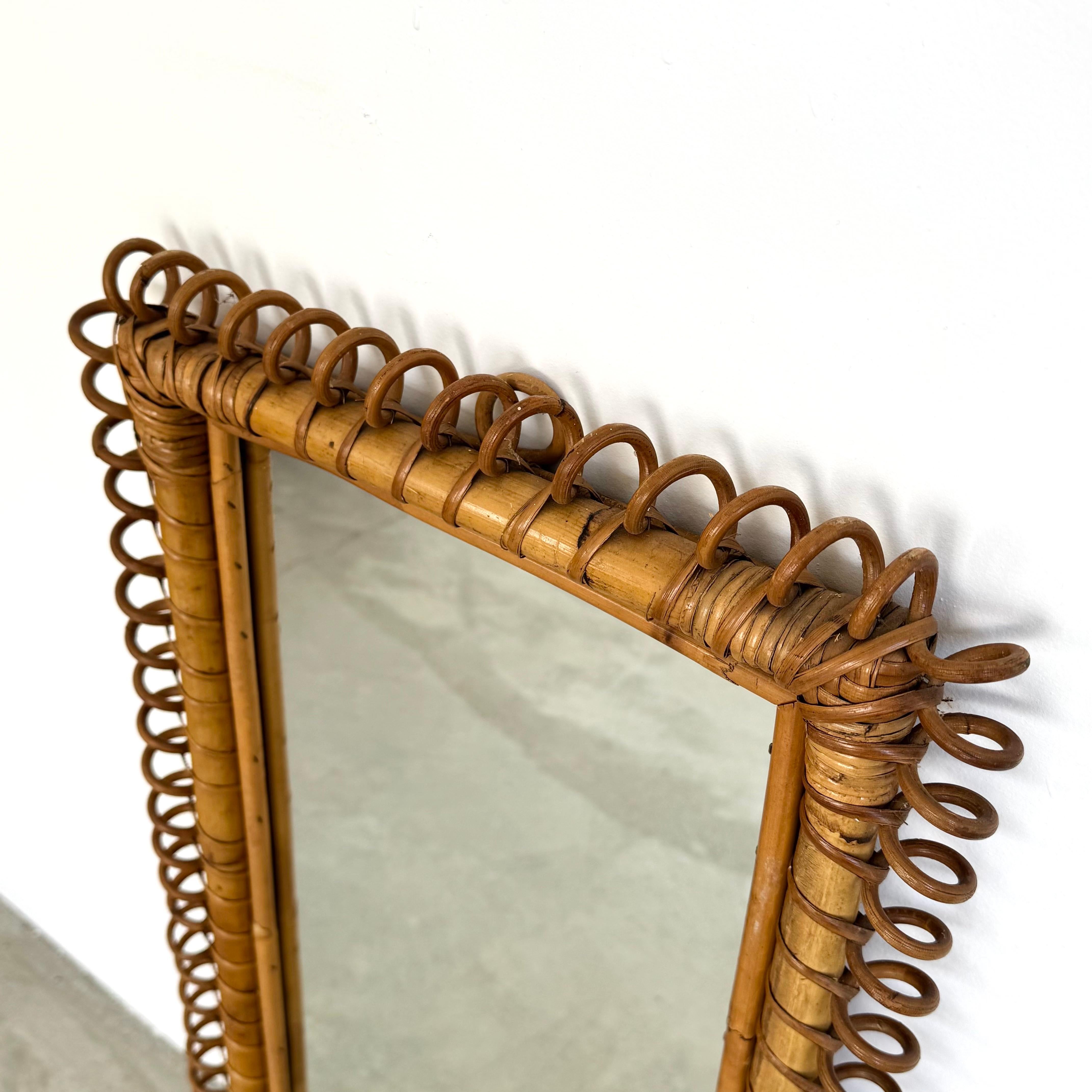 Miroir en rotin, 1950 Italie en vente 2