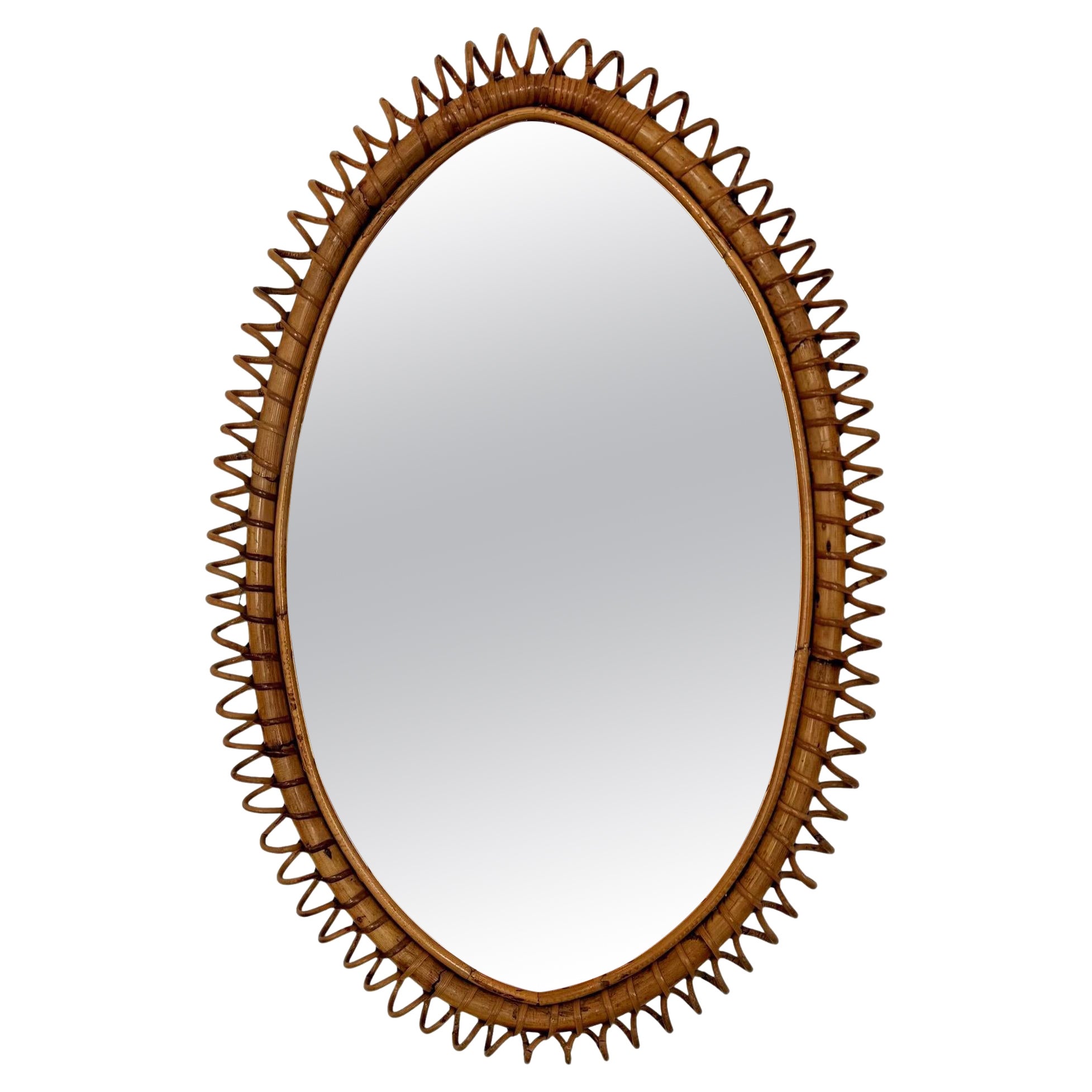 Miroir en rotin, 1950 Italie en vente