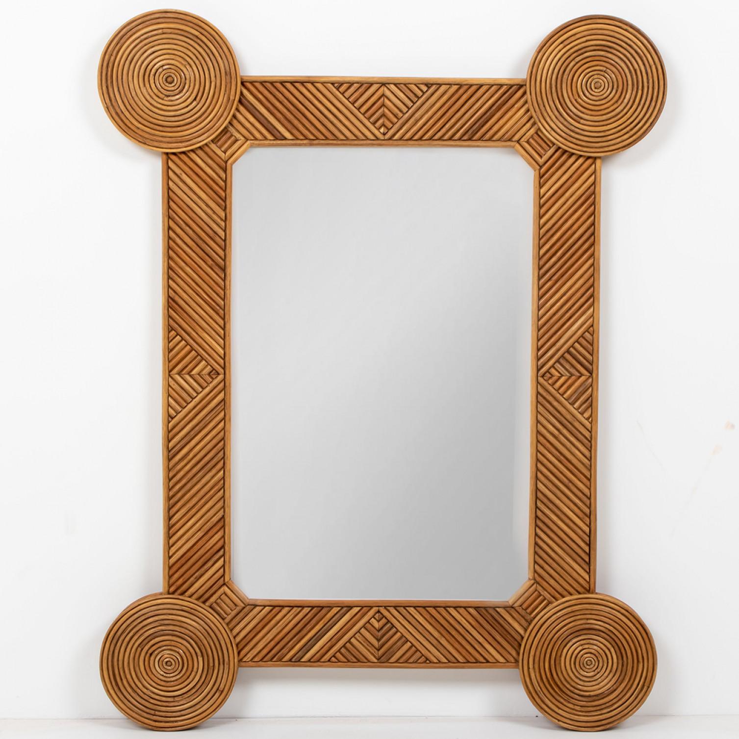 Bamboo Rattan Mirror by Rene Houben For Sale