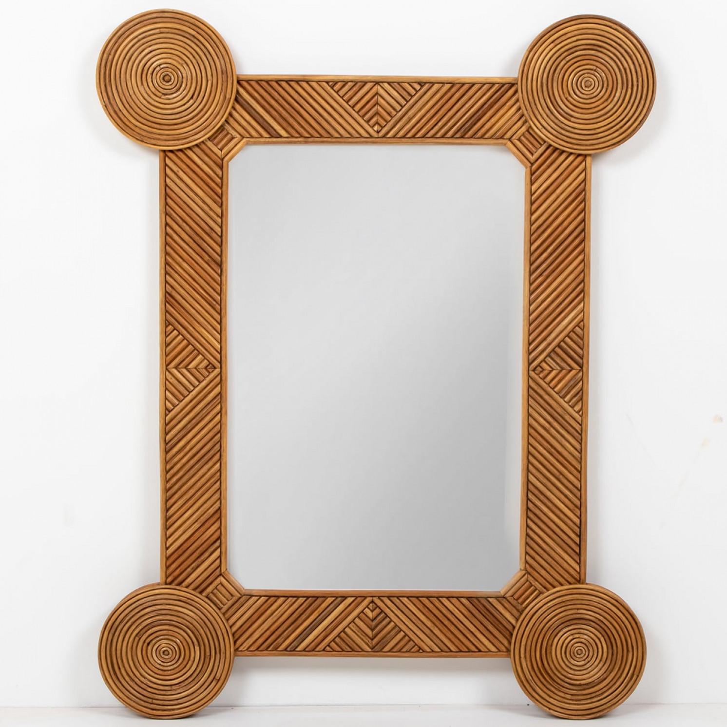 Bambù Rattan Mirror by Rene Houben in vendita