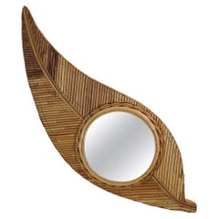 Rattan mirror by Vivaï del Sud, 1970