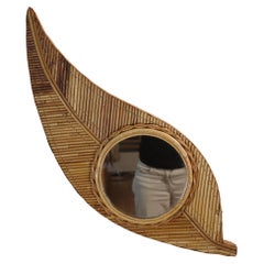 Rattan mirror by Vivaï del Sud, 1970