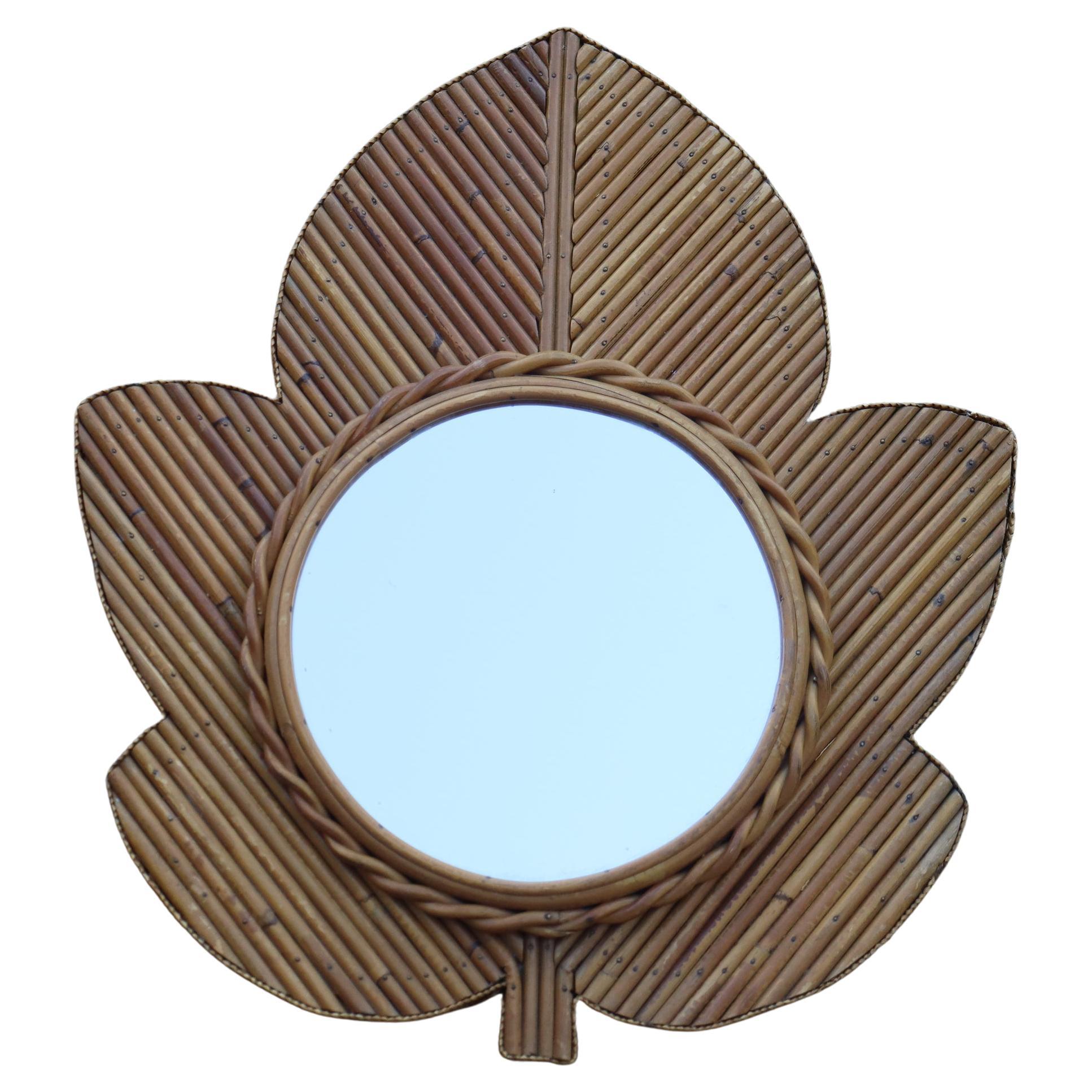 Rattan mirror by Vivaï del Sud, Italy 1970