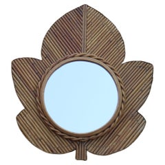 Rattan mirror by Vivaï del Sud, Italy 1970