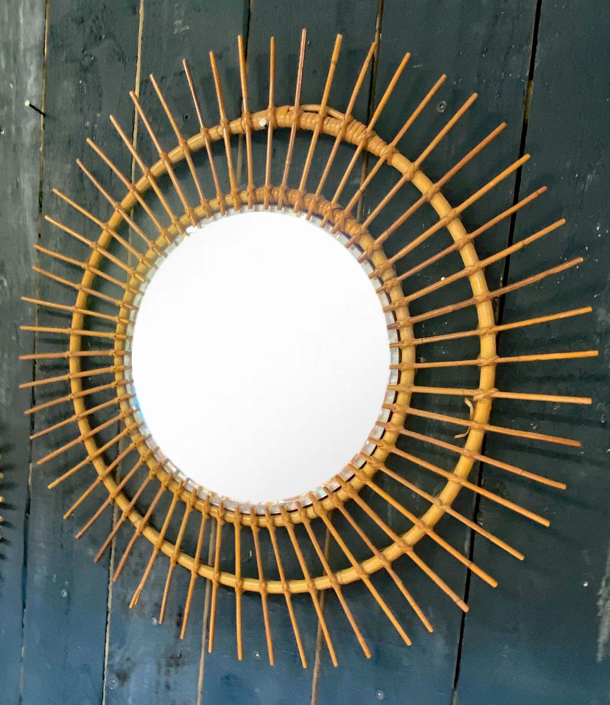Mid-20th Century Rattan Mirror, circa 1960 For Sale