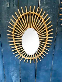 Rattan Mirror, circa 1970