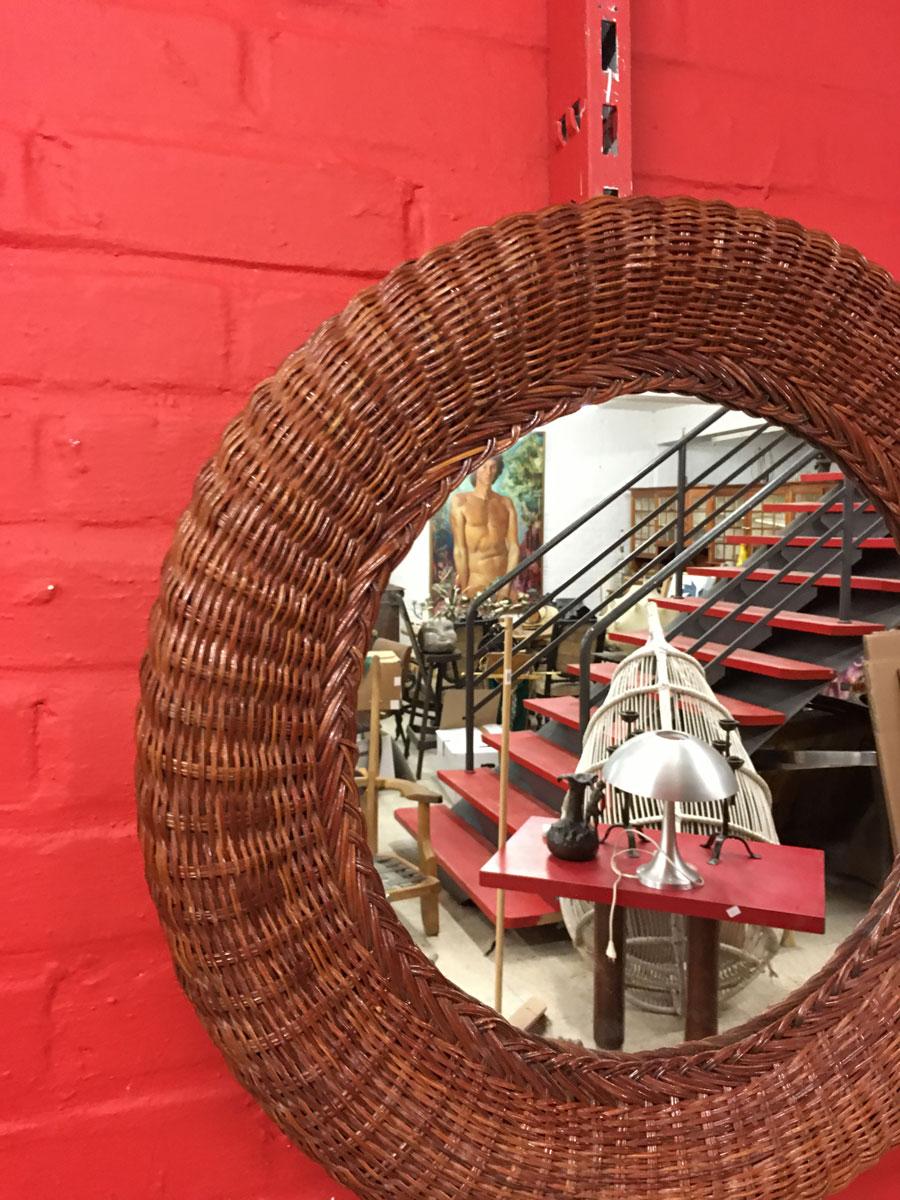 Rattan Mirror, circa 1970 In Good Condition For Sale In Saint-Ouen, FR