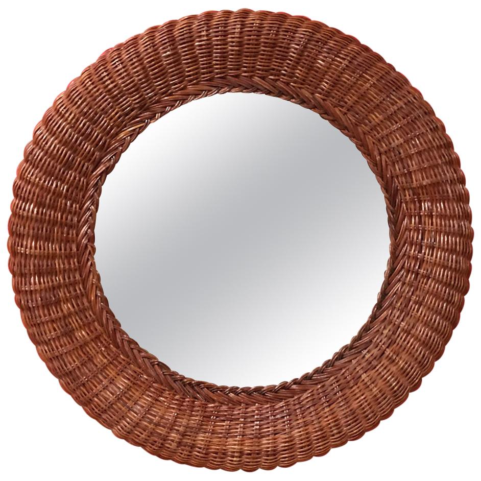 Rattan Mirror, circa 1970 For Sale