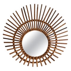 Miroir en rotin. Français. Circa 1970