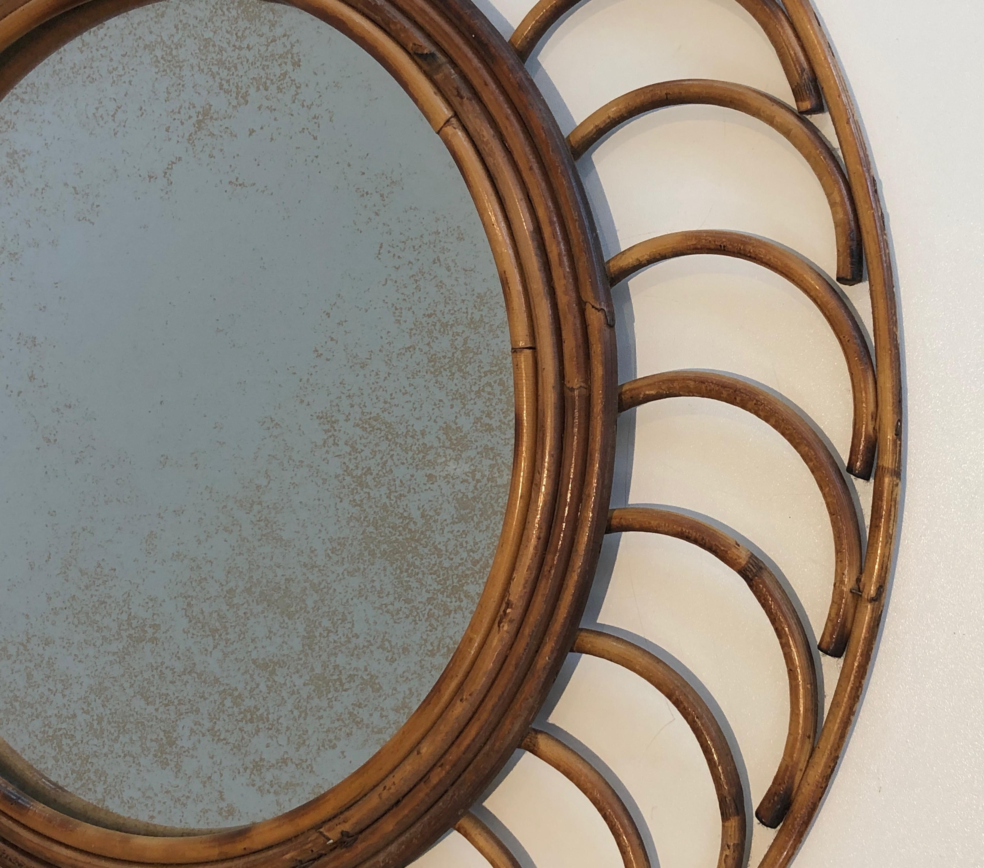 Rattan Mirror. French Work, circa 1970 For Sale 5