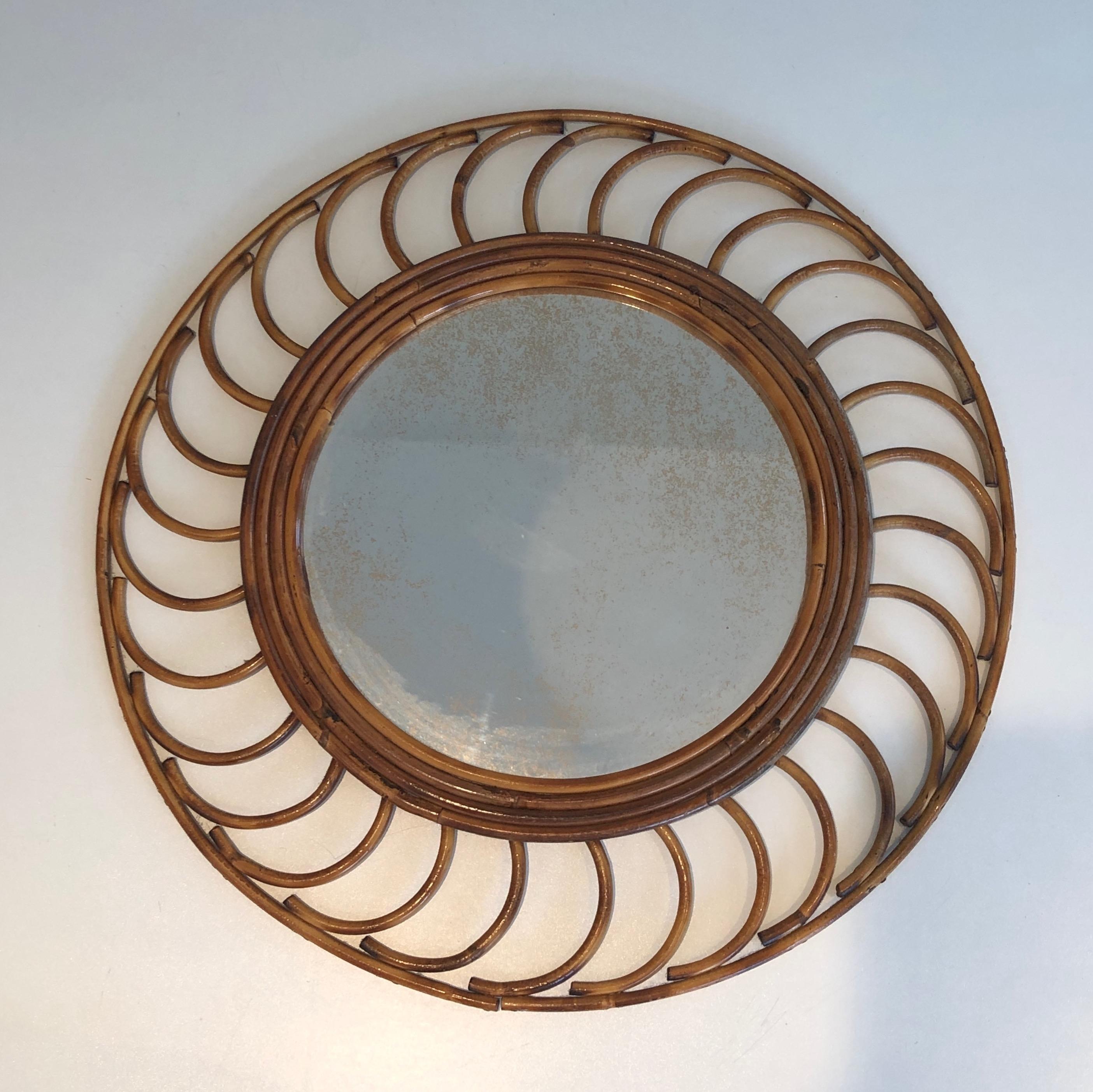 Rattan Mirror. French Work, circa 1970 For Sale 7